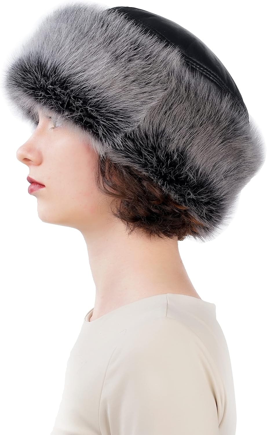 Mumcu's Leather Women's Bucket Hat Shearling Sheepskin Fur Lined Winter Beanie Skull Cap - Image 3