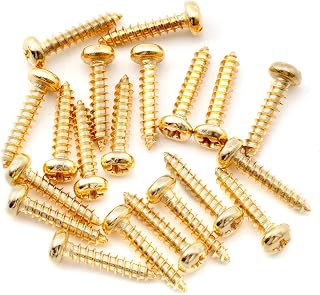 Musiclily Ultra 2.1x10mm Stainless Steel Pan Head Mounting Screws for Acoustic Electric Guitar Bass Tuners Machine Heads, Gold (Set of 20)