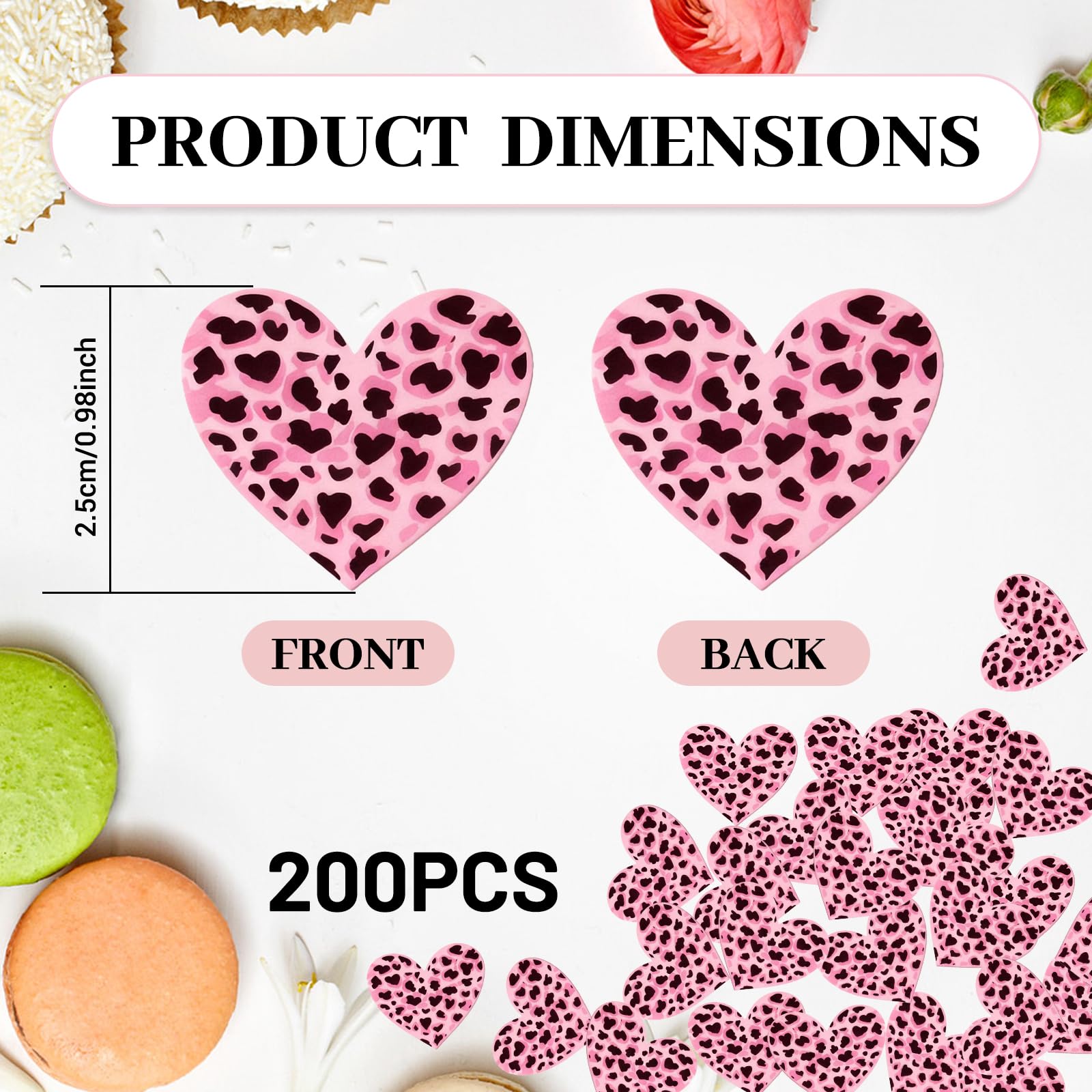 200 coriandoli rosa leopardati a forma di cuore, leopardo e ghepardo, decorazioni per feste, safari, decorazione da tavolo per ragazzi e ragazze, baby shower, compleanno, addio al nubilato, addio al