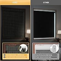 Vista 5 de Boolegon Persianas Enrollables Opacas Inalámbricas para Ventanas, Cortinas de Lino de Parada Libre con Cenefa, Tela con Aislamiento Térmico