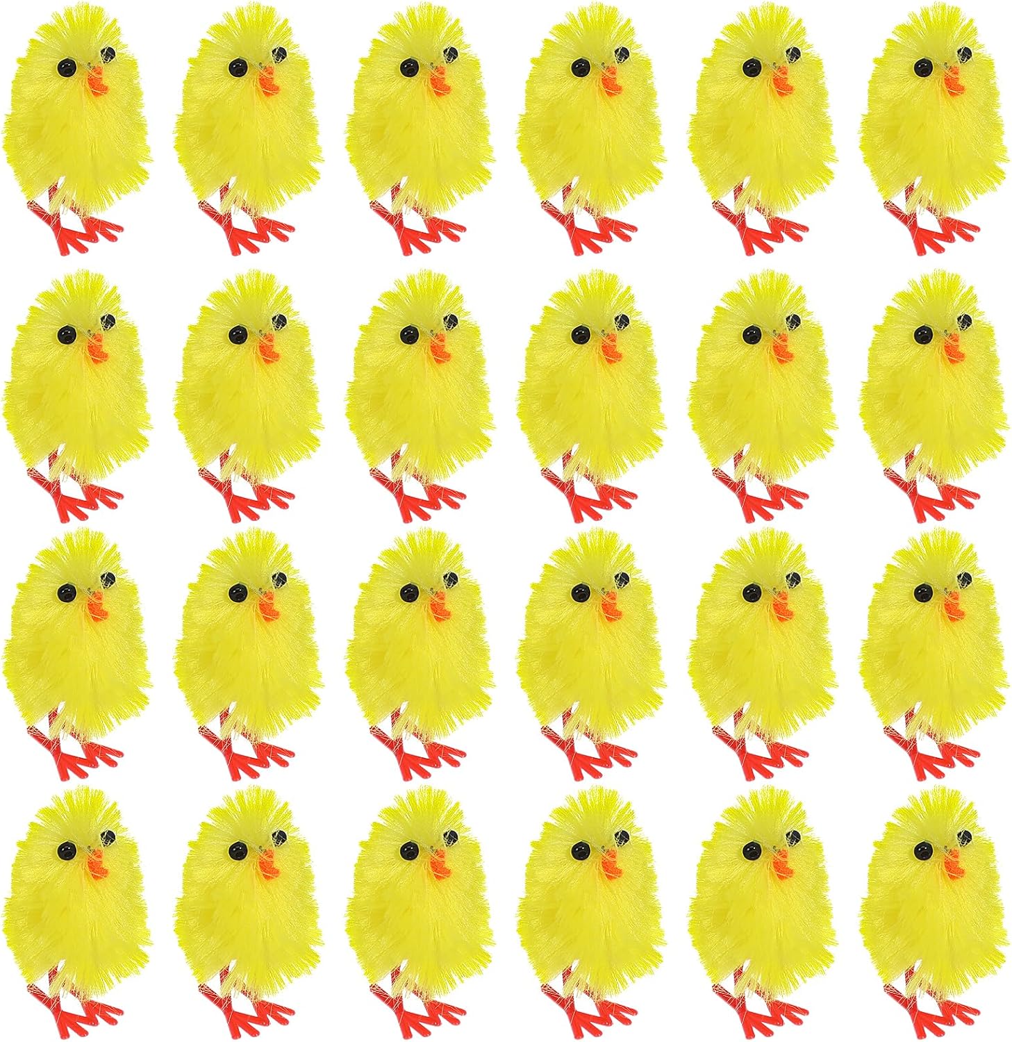 Healifty 60PCS Easter Chicks 1.2" Mini Easter Chicks Toy Fluffy Wind Up