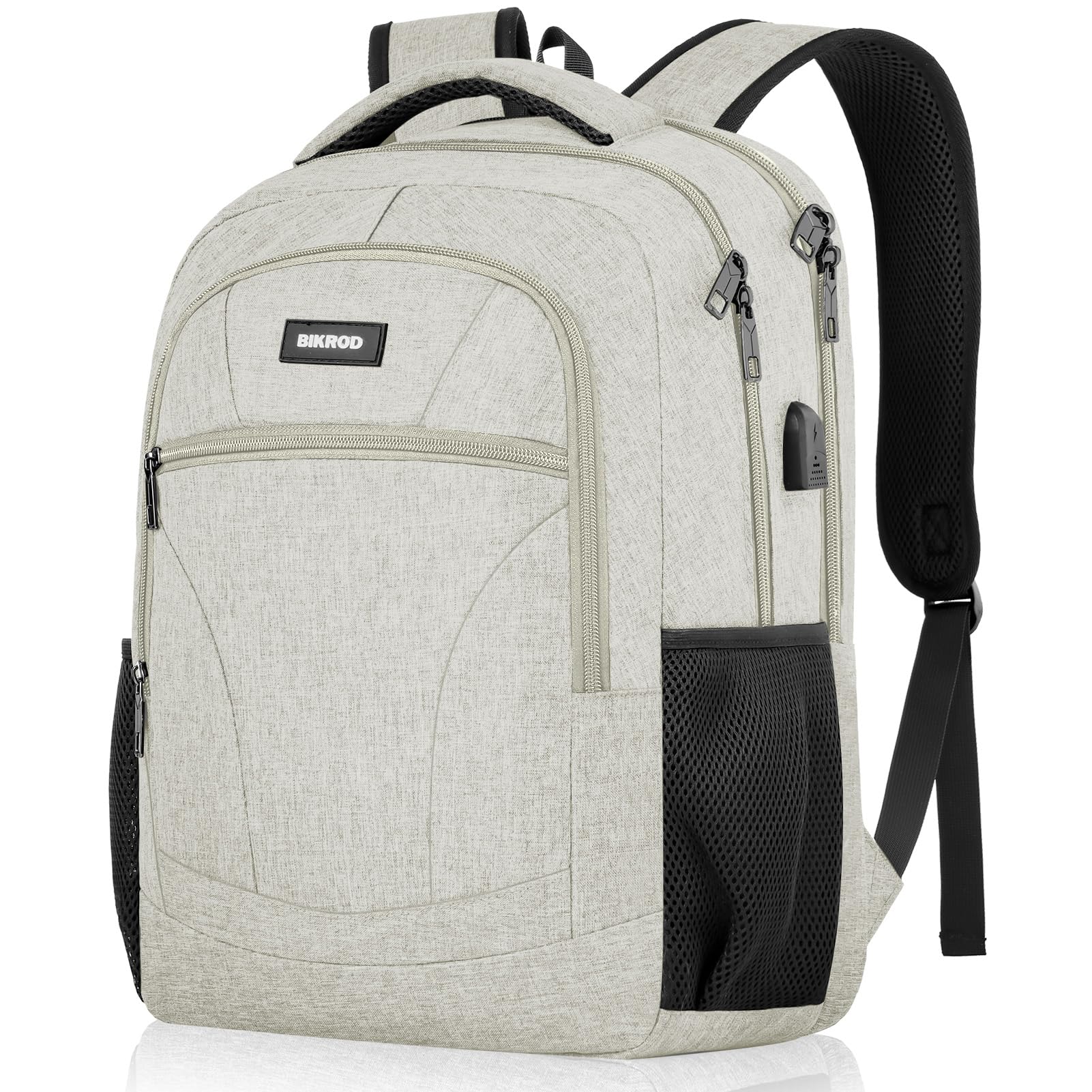 BIKROD Rucksack Herren und Damen, Schulrucksack Jungen Mädchen Teenager, 15.6 Zoll Laptop Arbeit Daypack mit USB-Ladeanschluss für Business Wandern Reisen Camping Schulranzen