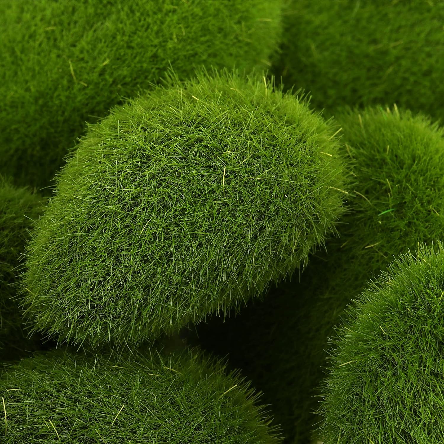 JEUIHAU 60 PCS 6 Sizes Artificial Moss Rocks, Decorative Moss Stones, Green Moss Covered Stones Fake Moss Covered Rocks for Floral Arrangements, Gardening, Craft