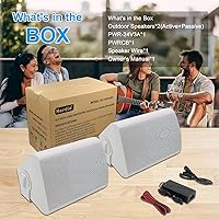 Vista 5 de Herdio Altavoces Bluetooth para exteriores de 6.5 pulgadas impermeables con graves potentes, altavoces de montaje en pared con cable resistentes a