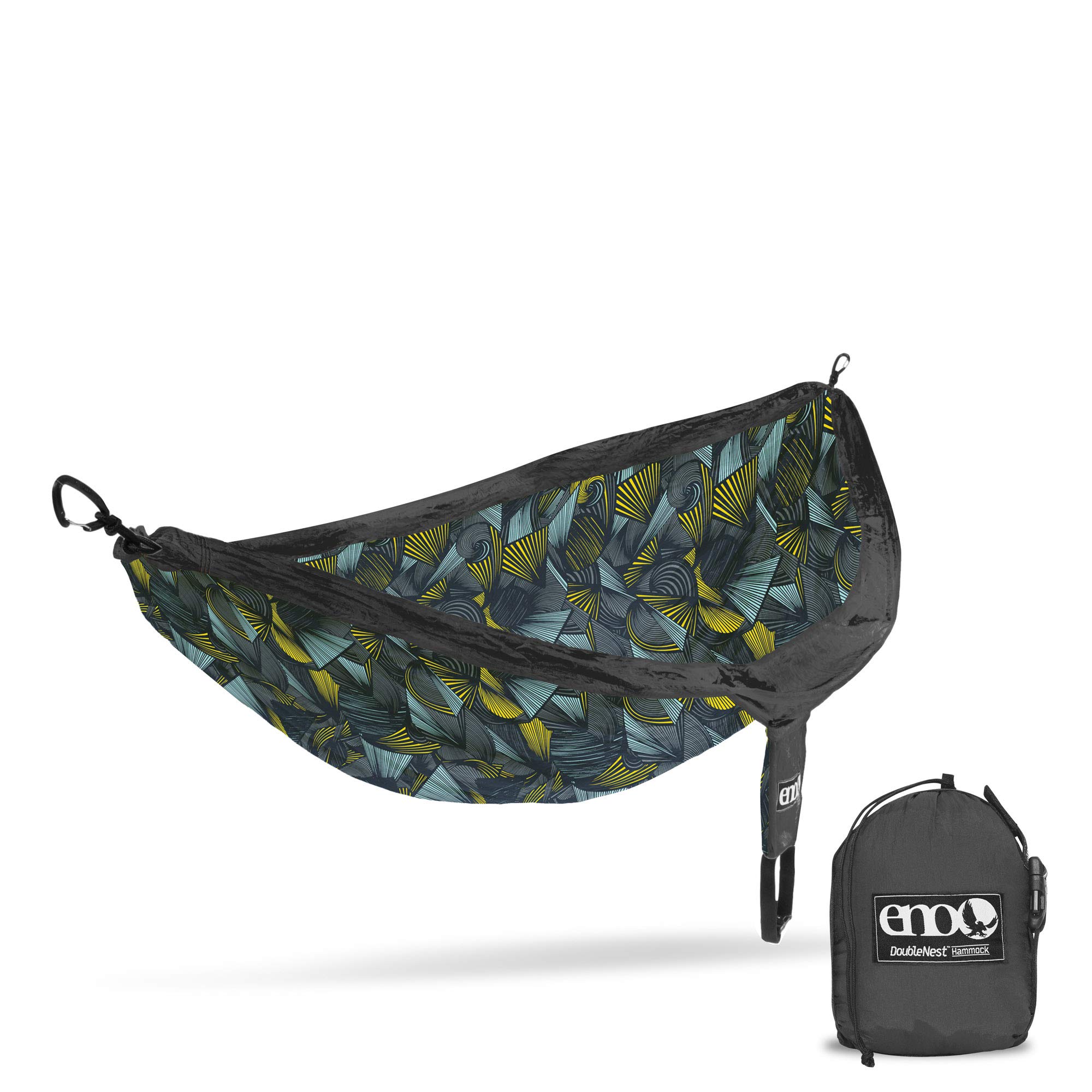 ENOEagles Nest Outfitters DoubleNest Print Lightweight Camping Hammock, 1 to 2 Person, Tribal: Charcoal