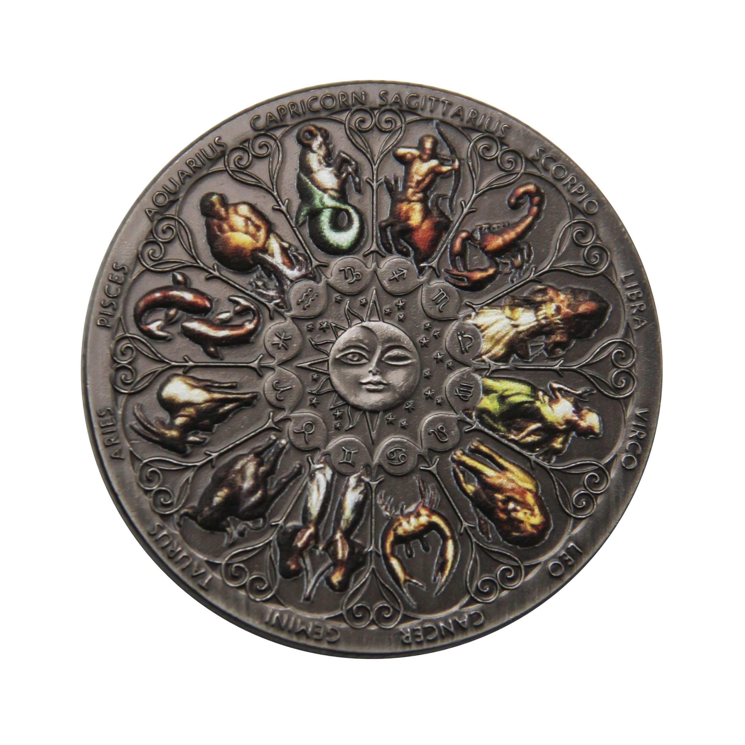 Collectible Metal Coins Twelve Constellations Colorful Challenge Coins -  1.57