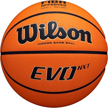 Wilson Basketball EVO NXT FIBA Game Ball, Mixed Leather, Ideal for Indoor, Size 7, Brown, WTB0965XB