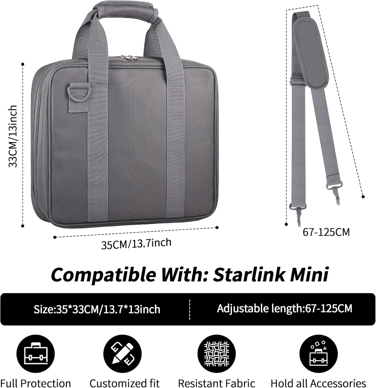 LUCMO Starlink Mini Case Organizer Bag, Carrying Standard Case for Travel, Starlink Accessories for Outdoor Camping and RV Trips