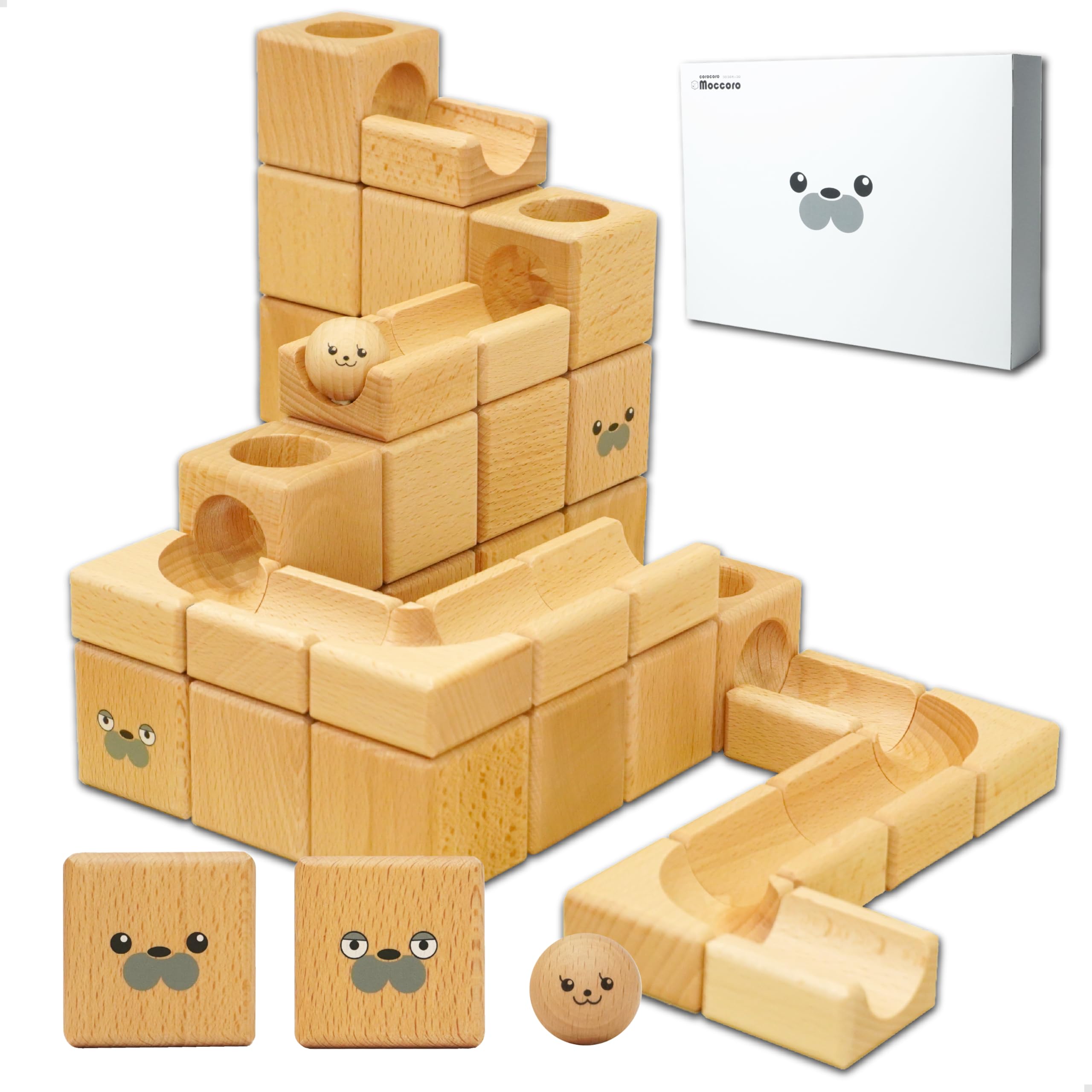 Amazon | 【日本製・無垢木材使用】コロコロモッコロ スロープトイ 48