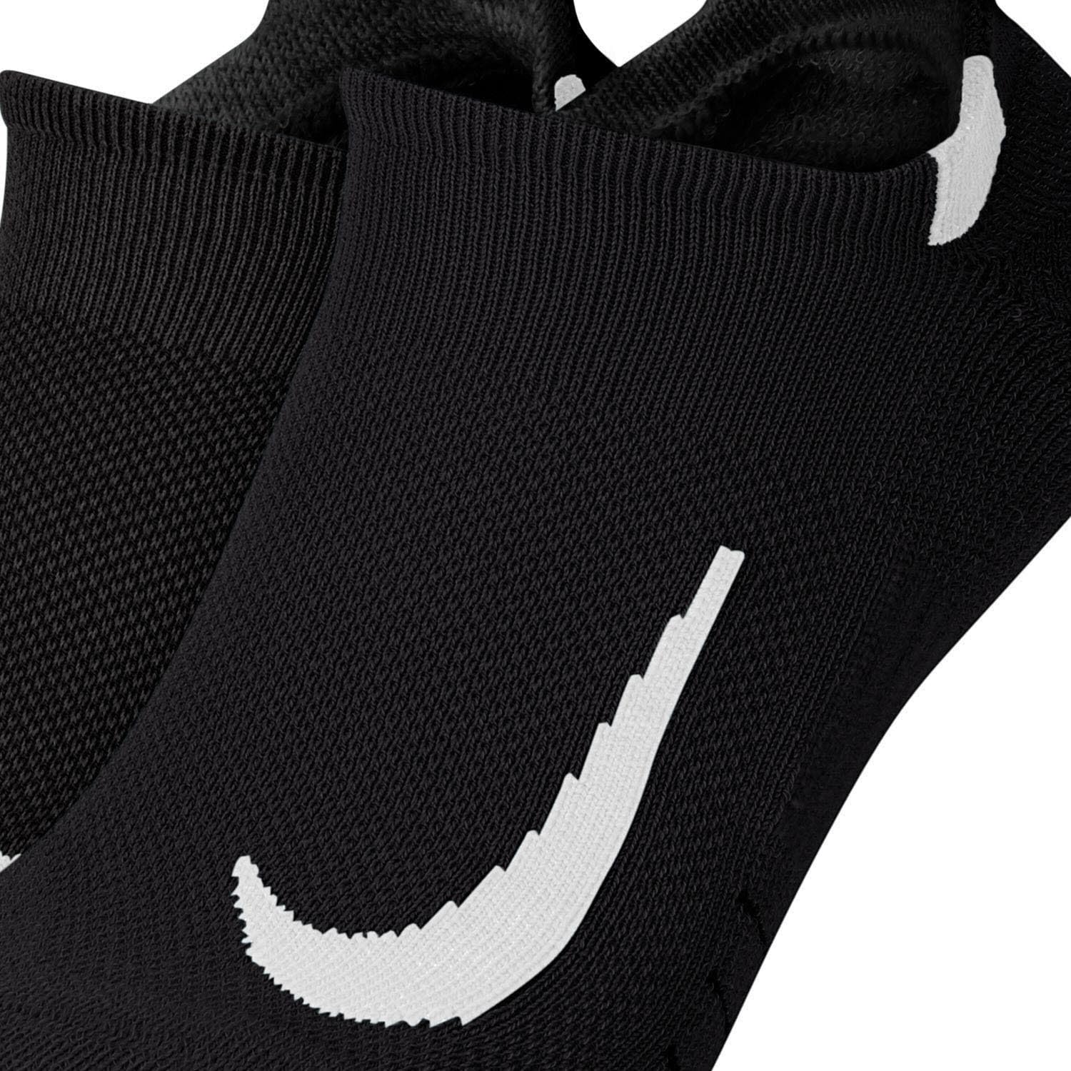 Nike Multiplier Running No Show Socks 2-Pair Pack Black/White SM (4-6 Big Kid, Women's Shoe 4-6)