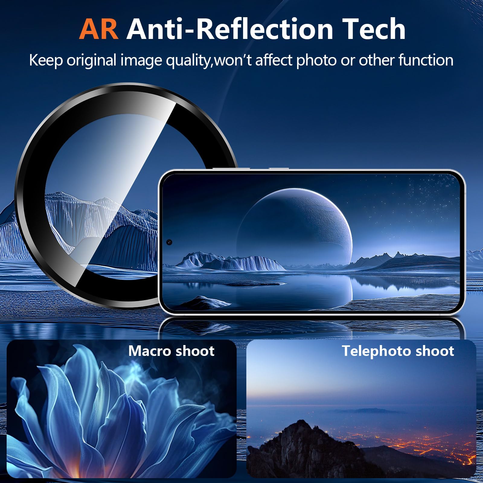 Avocase for Samsung Galaxy S25 FE Camera Lens Protector, Individual Metal Ring Tempered Glass Lens Cover, [Strong Adsorption] Scratch Resistant Ultra-Thin HD Clear Lens Cover, 1 Set-Black Ring in use