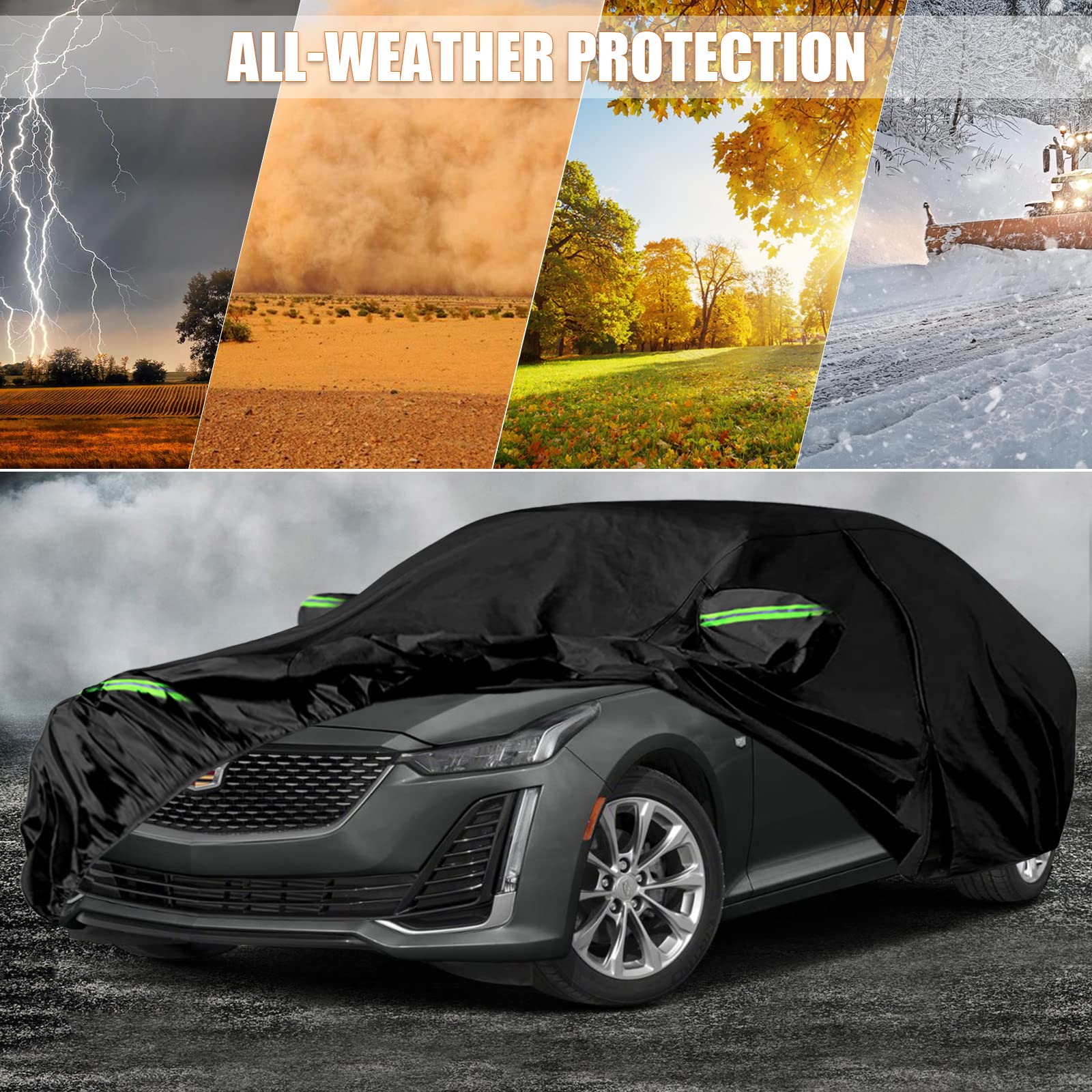 Waterproof Car Covers Replace for 2019-2025 Cadillac CT5 6 Layers All Weather Car Cover with Zipper Door Windproof — view 5