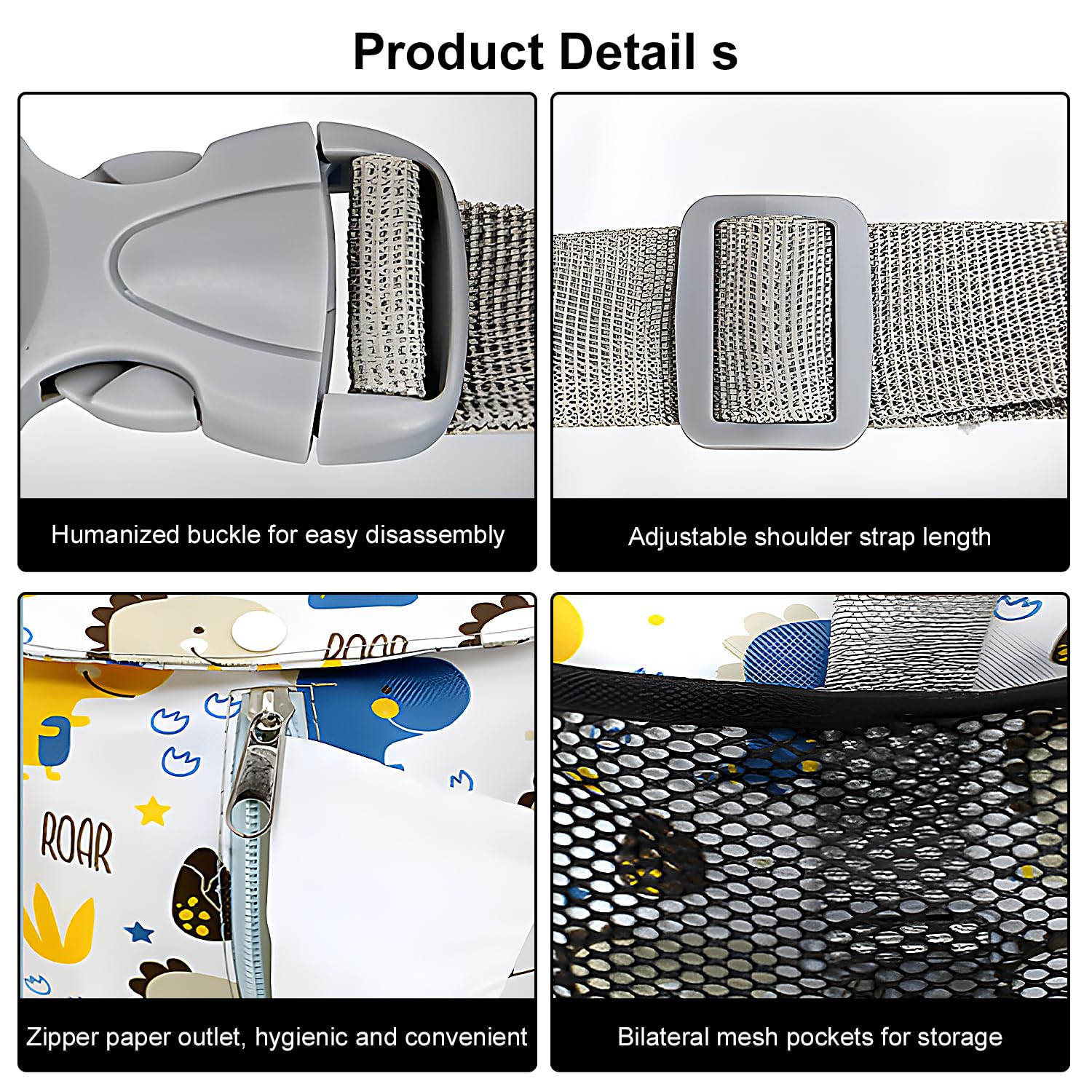 Organizador de Cochecito,Bolsa Universal para Cochecito,Bolso Carro Bebe,Con Bandolera Ajustable,Para llevar Pañales Vasos de Agua Juguetes Bebés y Aperitivos