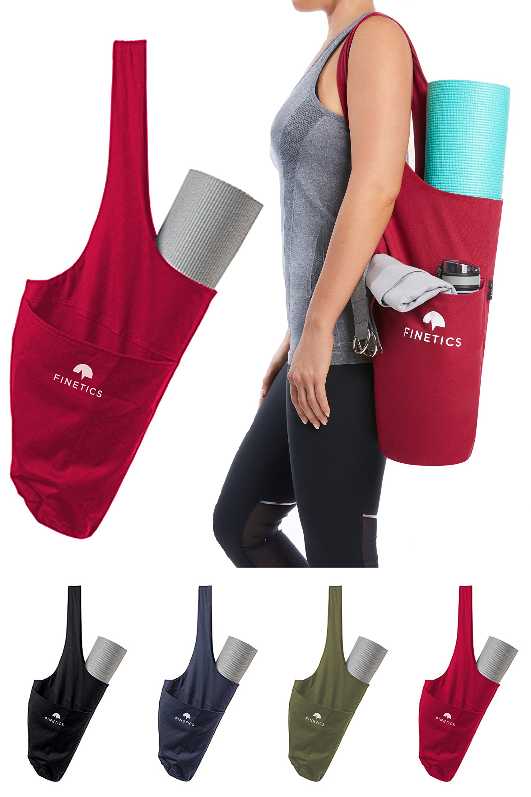 Yoga Mat Bag | New Version 2018 Casual Yoga Mat Sling Carrier w/Large Side Pocket & Hidden Zipper Pocket for Mobiles, Keys and Valuables | Fits Most Size Mats