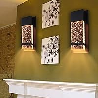 Vista 2 de Ciata Aplique de pared LED integrado que refleja la iluminación blanca cálida a través del vidrio de burbujas, lámpara de pared rectangular