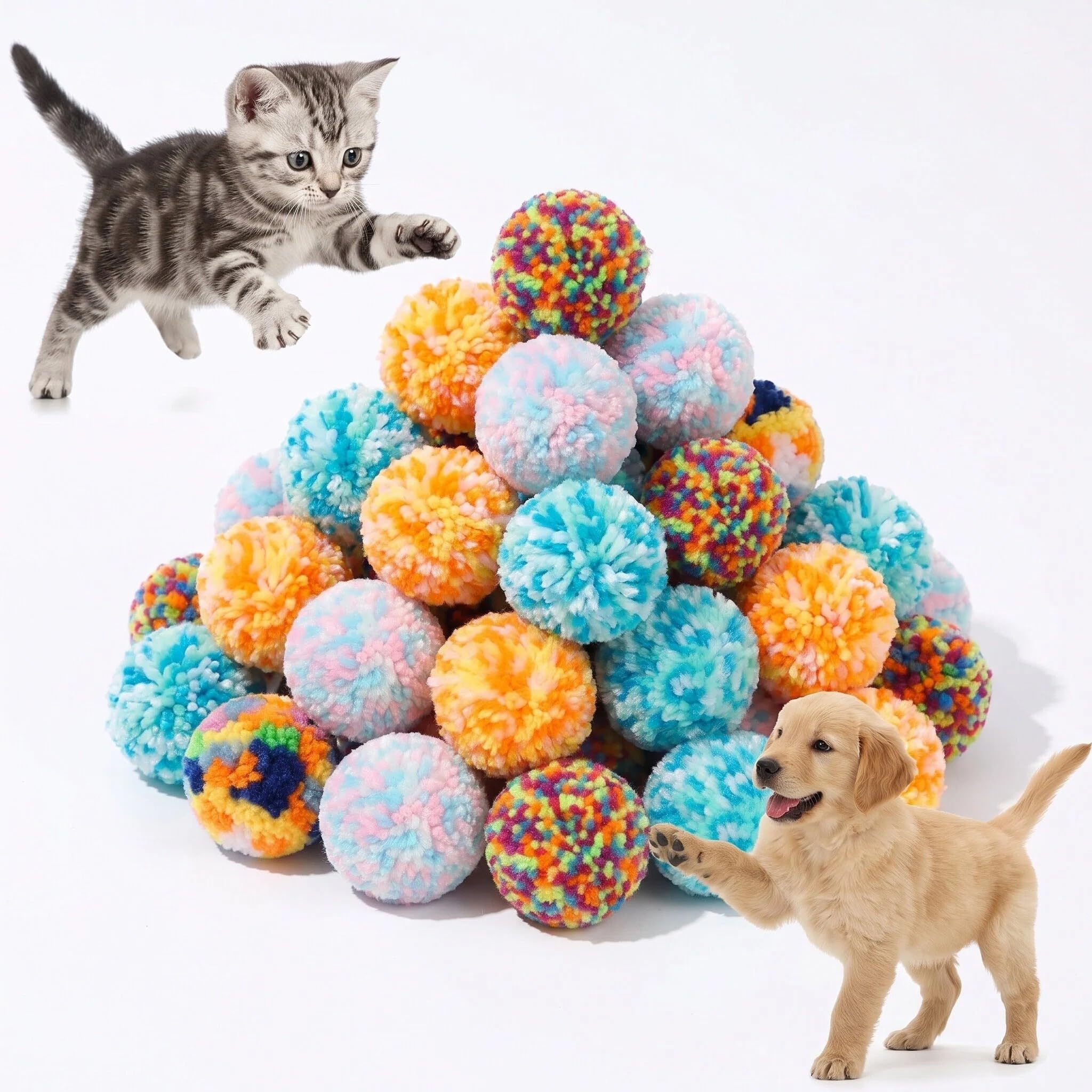 Nerciony 30 Pcs Cashmere Pom Pom Balls, Assorted Colors, Soft Fuzzy Yarn