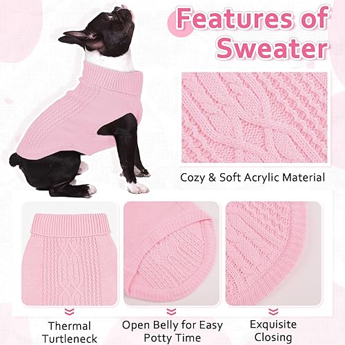 Miniatura 2 de DENTRUN Suéter para perros pequeños, cachorro de cuello alto para clima frío, ropa clásica de invierno cálida para perro, suéter para perrito,