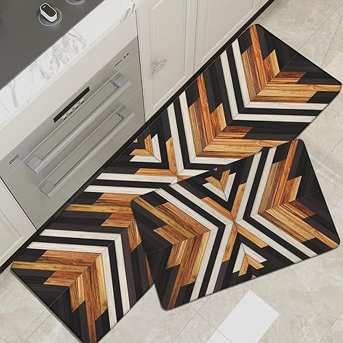 Tyrot Western Aztec - Juego de 2 alfombras de cocina acolchadas antifatiga, color negro, bohemio, largas, para piso, alfombras rústicas de cocina,