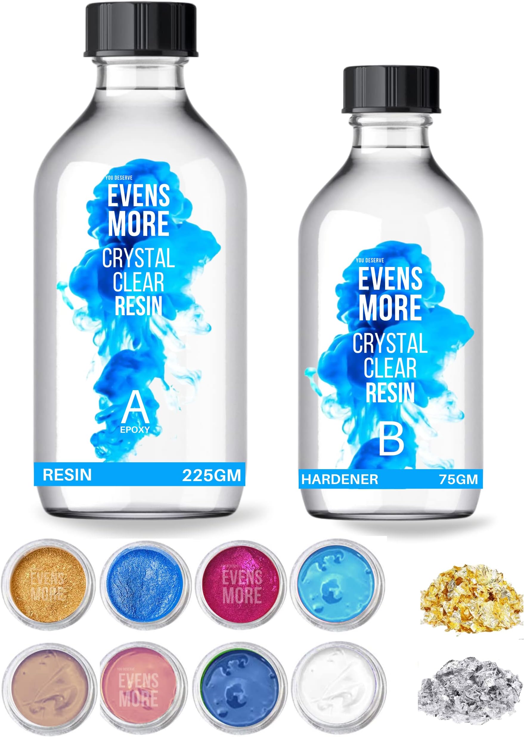 Evens More 300Gm Crystal Clear Epoxy Resin With Pigment And Mica Powder