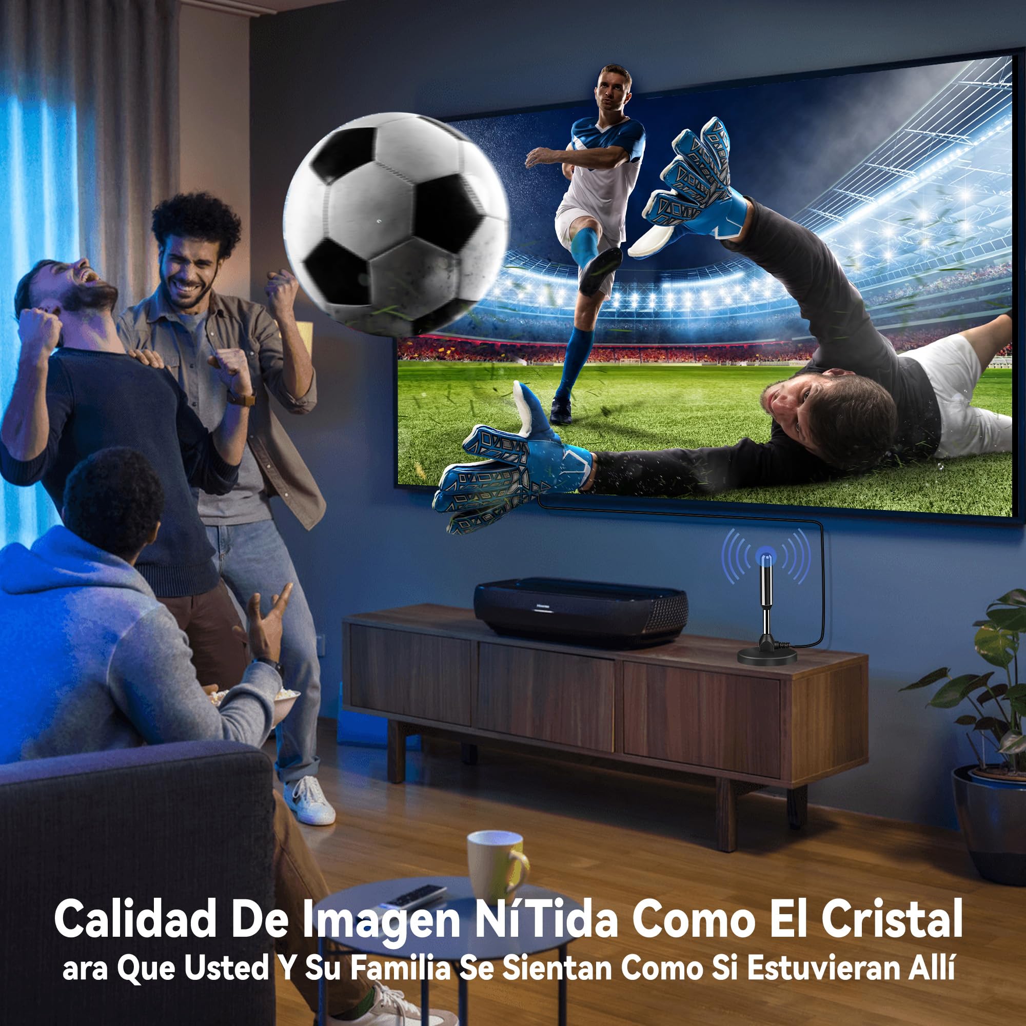 Antenna TV InteRior Potente, Nuovo per 2026 Antenna TNT Interior Potente, Cavo Coassiale Di 5 m, Ricezione Lunga Distanza 500 km, 360 Gradi senza Angolo Morto