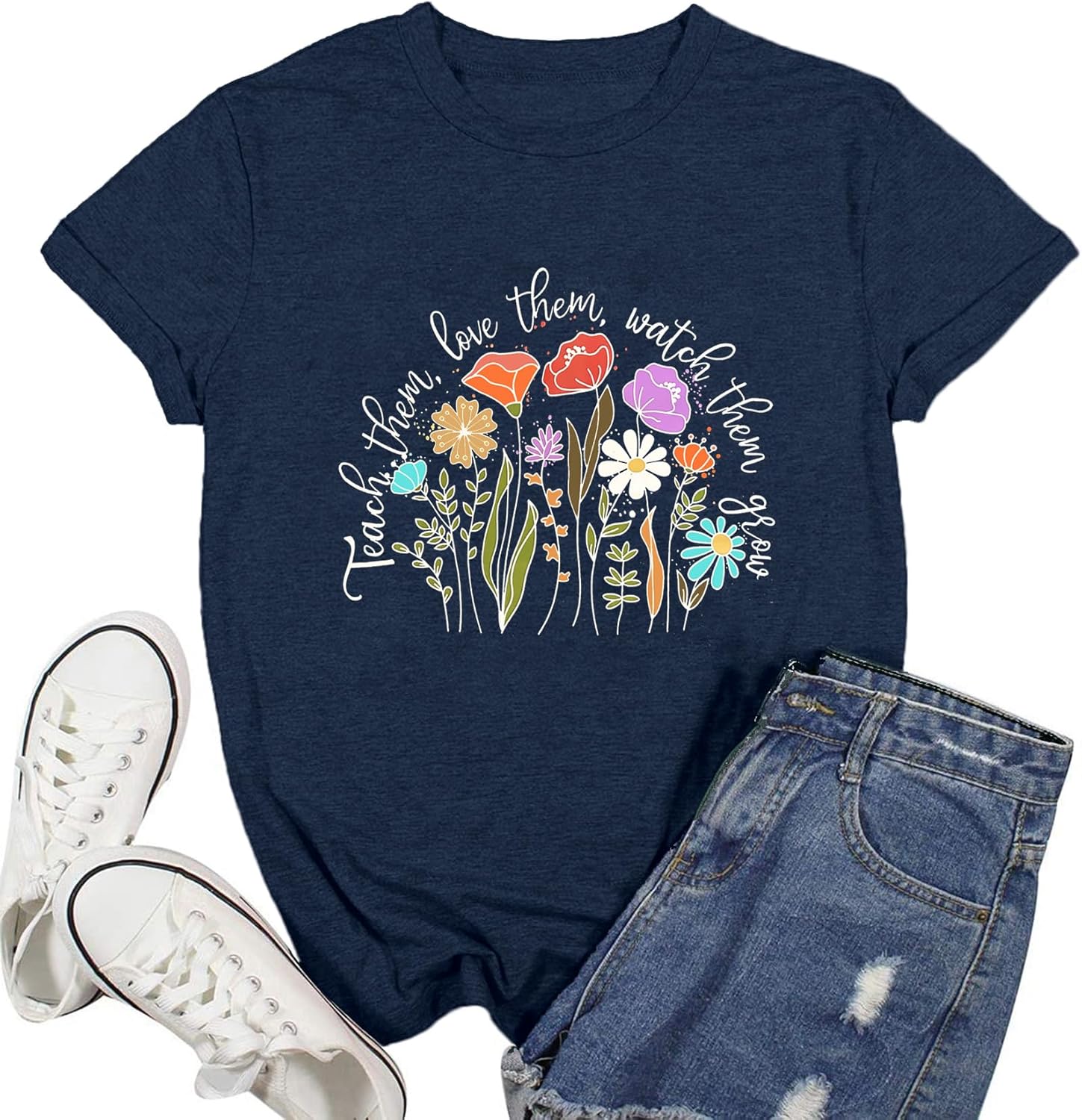 Ascrazy Teacher Shirts for Women Teaching Tshirt School Teacher Life Shirt Teach Tee Tops