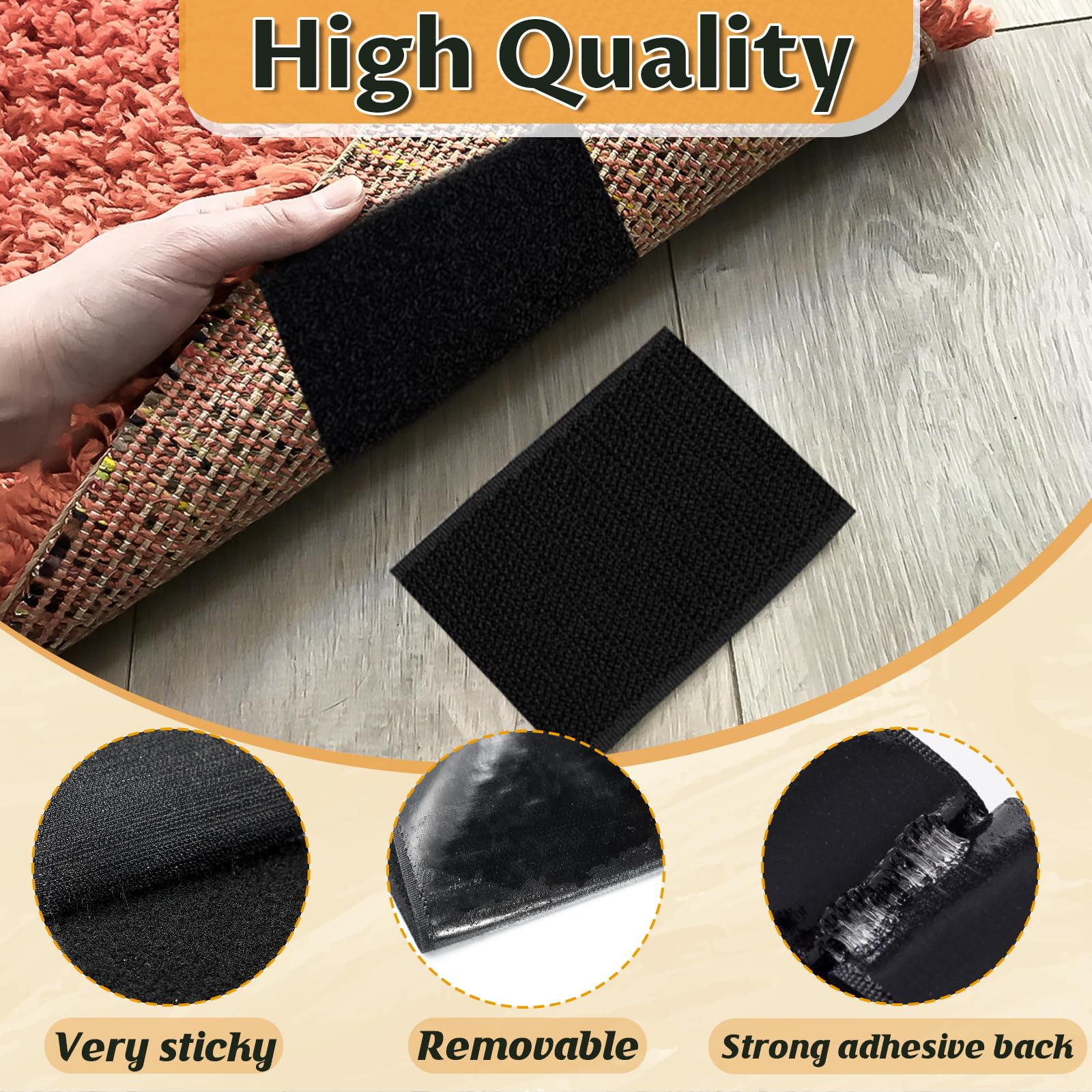 Cinta adhesiva de velcro de 20 pies x 4 pulgadas con parte trasera adhesiva de fuerte viscosidad para telas, cinta autoadhesiva de nailon para el hogar, oficina, escuela y manualidades, 2 rollos