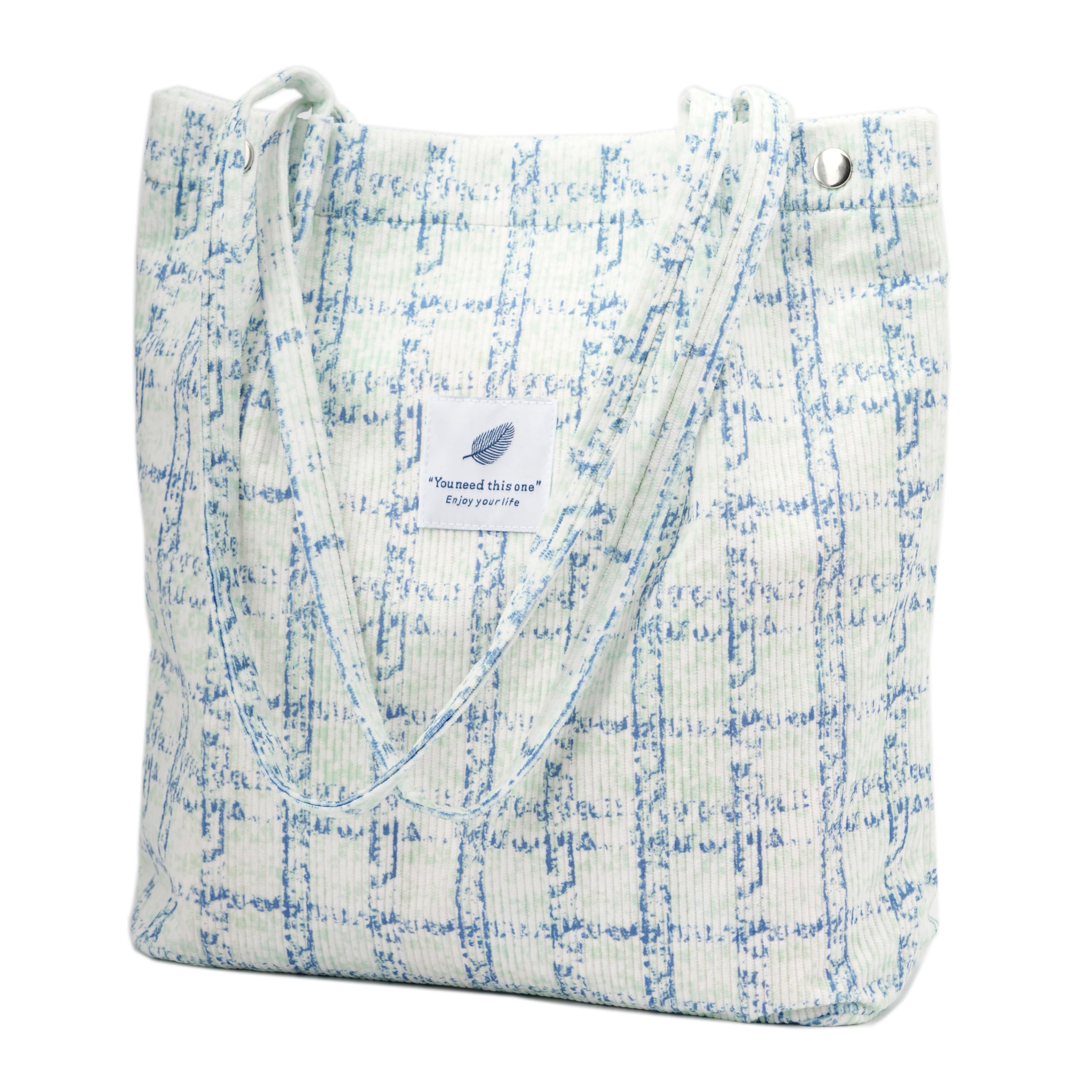 TOPASION Cute Corduroy Tote Bag Canvas Shoulder Handbags for Women Travel Shopping