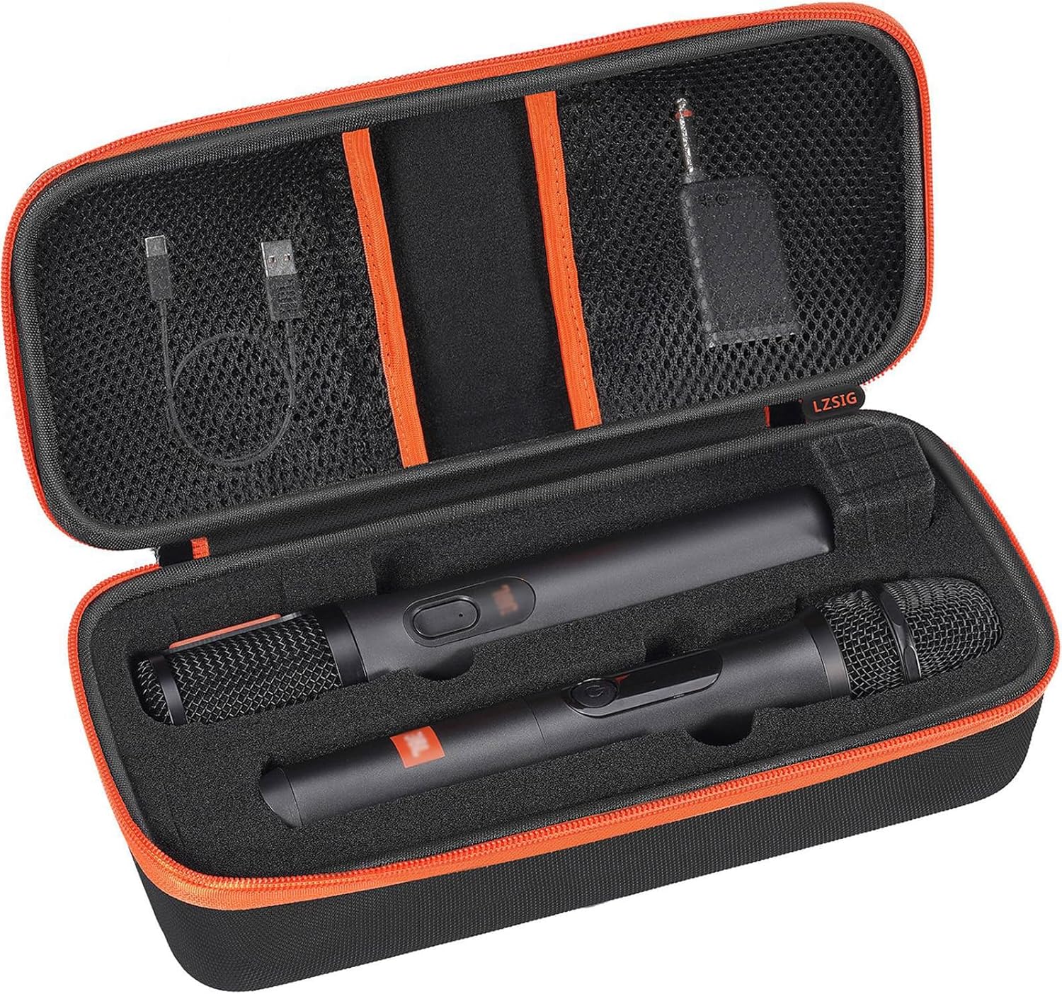 Wireless Microphone Case Compatible with JBL Wireless Two Microphone System, Dual Wireless Mic Case for Party Box, Singing Karaoke Travel Bag for JBL Mic, Receiver, Adapter, AA Batteries (BOX ONLY)