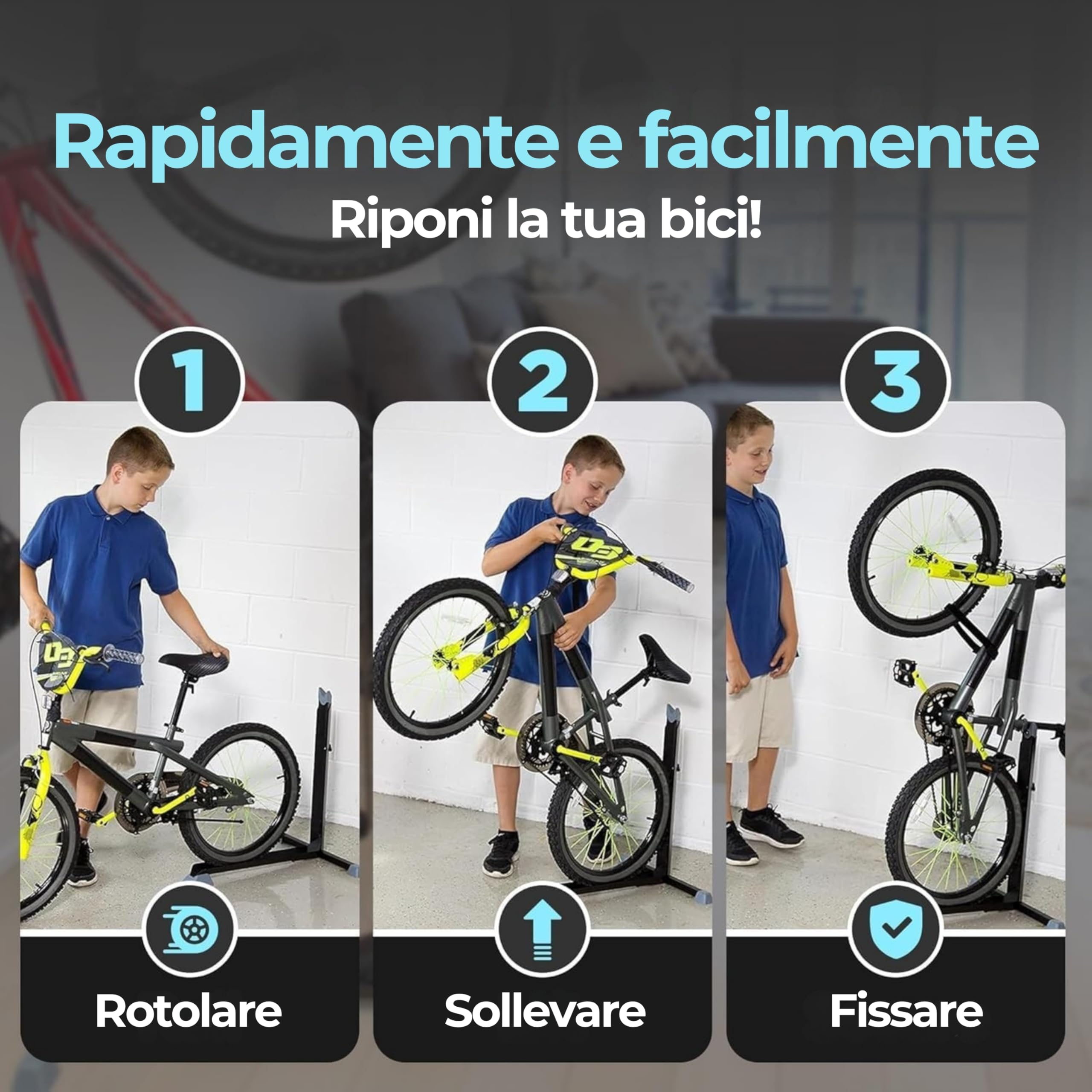 Bike Nook Pro - Supporto Verticale per Bici da Pavimento, Rastrelliera Salvaspazio per Garage e Interni, Compatibile con Parafanghi e Cestini, Nessun Foro nel Muro
