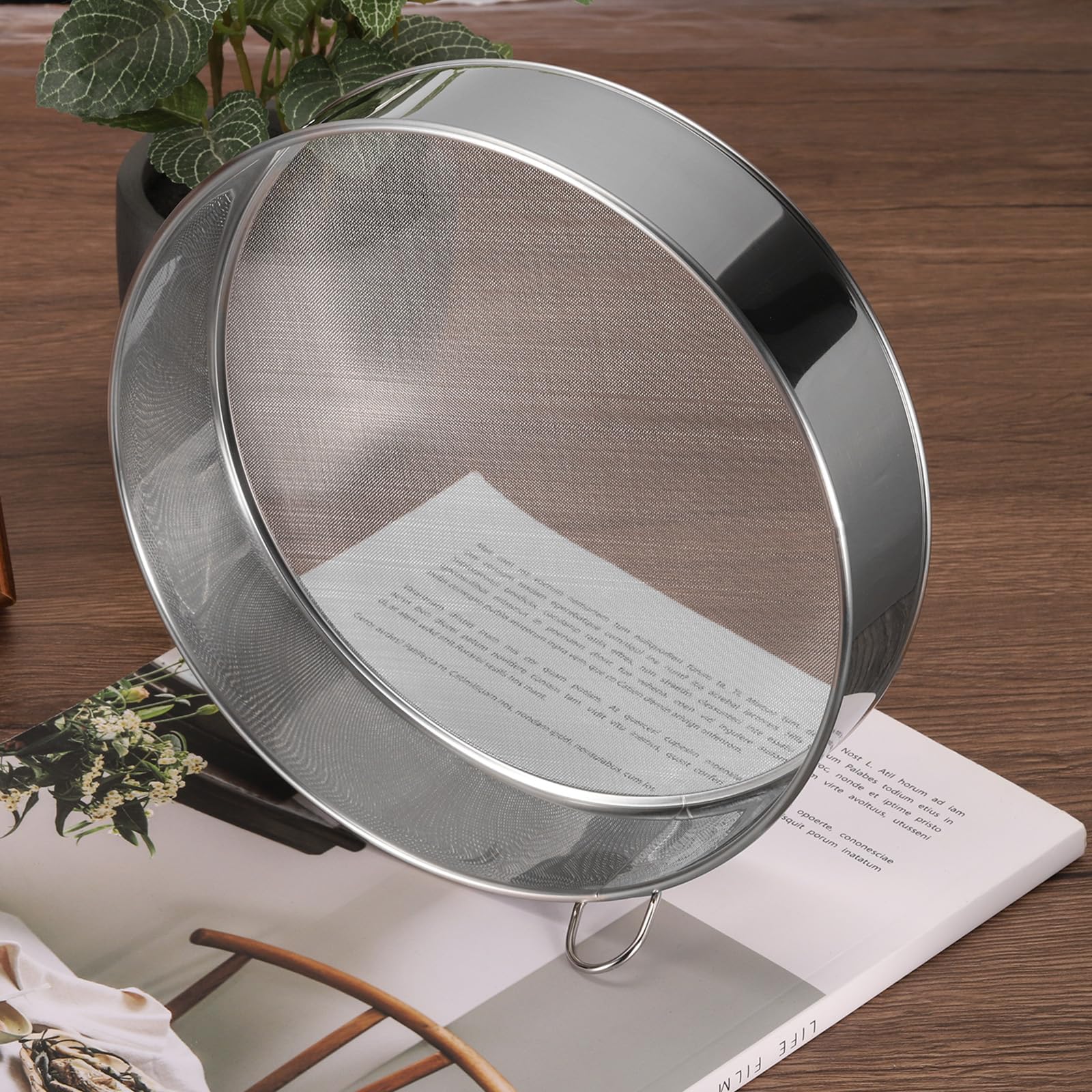 QUARKZMAN Setaccio per Farina in Acciaio Inox 304, 15Cm 40 Mesh Setaccio Rotondo Mini Setaccio A Maglia Fine per Cottura Torta Pane, Argento