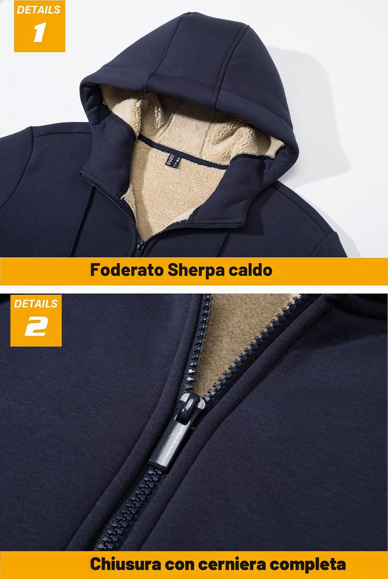 TACVASEN Uomo Giacca in Pile Felpato Giacca Invernale Calda Sport Streetwear