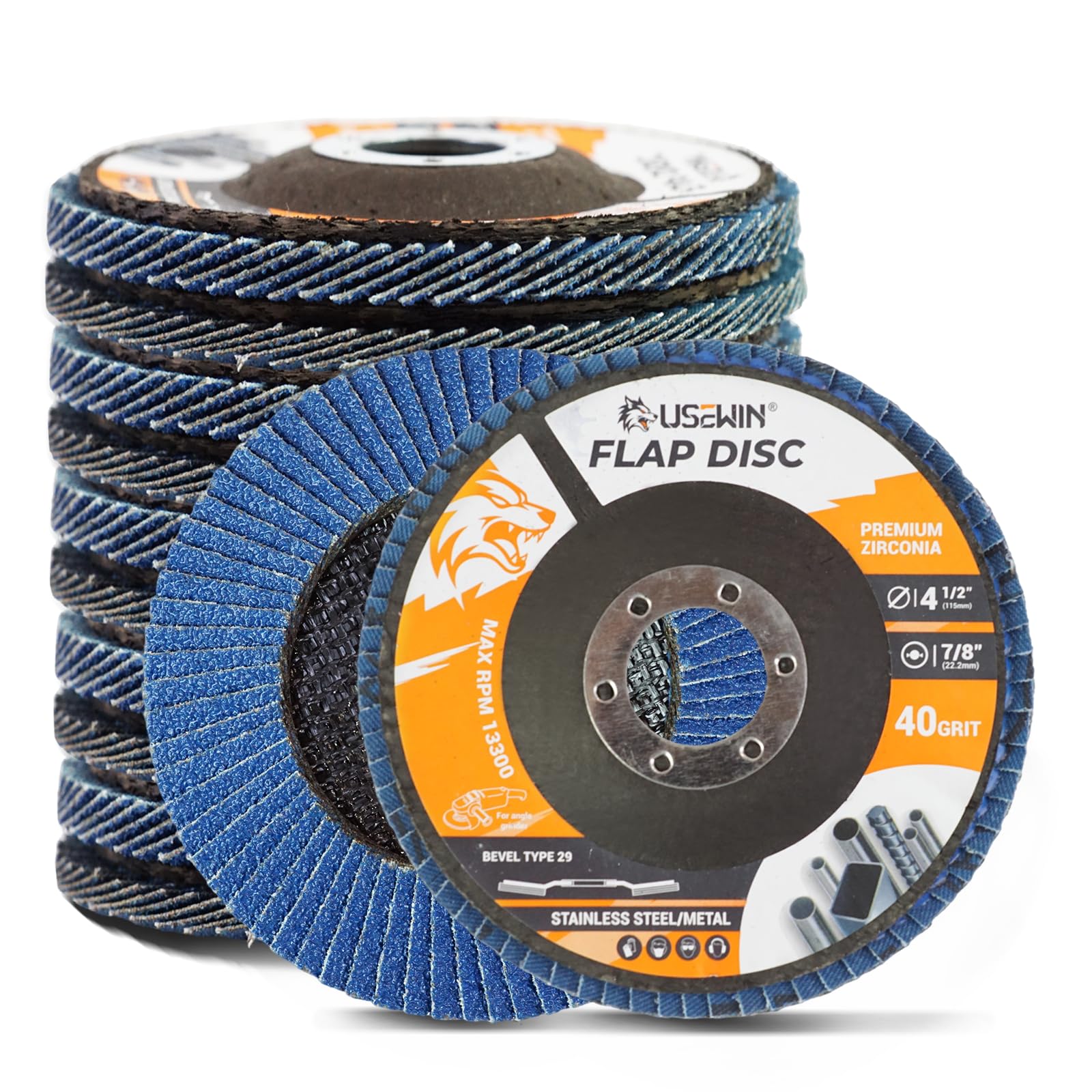 10 Pack Flap Discs 4 1/2 for Angle Grinder Sanding Disc, 40 Grit Grinding Disc, 4.5