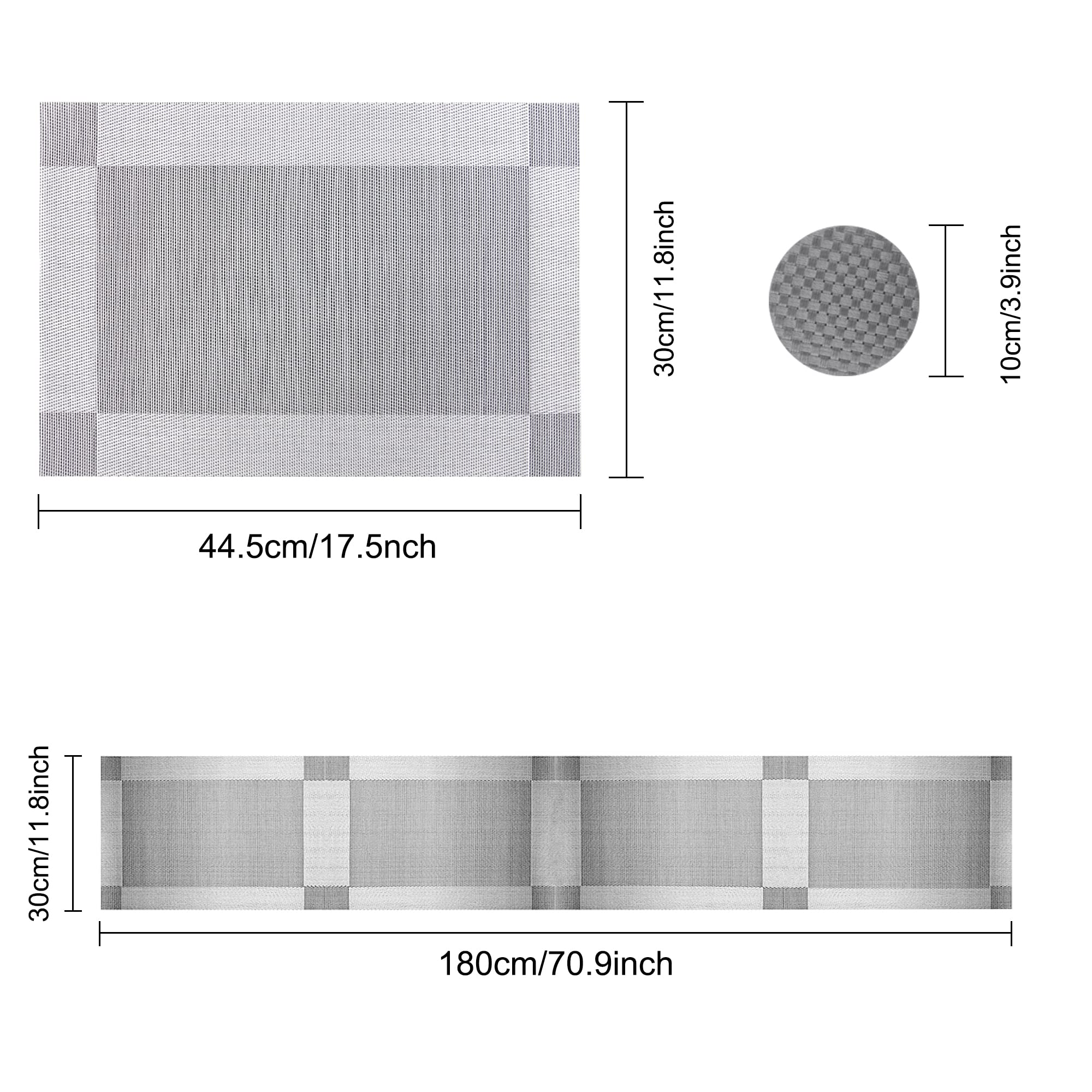 Time to Sparkle 13 PCS Vinyl Woven 6pcs Placemats + 6pcs Coasters+ 1pc Tablecloth Anti-Slip Table Mat Waterproof Heat Resistant Table Mat Decoration (Placemat+Runner-Sliver) - Image 2