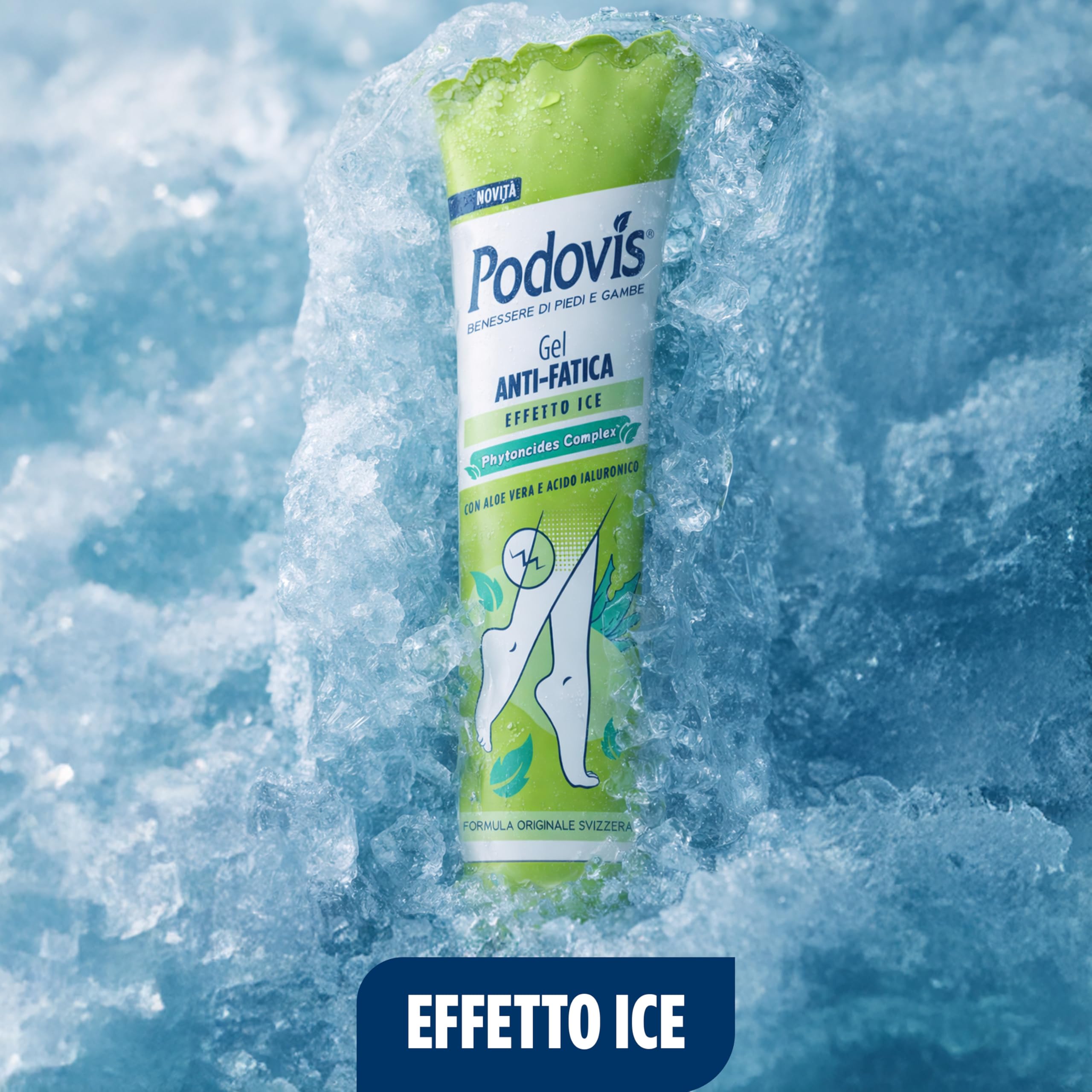 Podovis, Gel Antifatica - “Effetto Ice” Rinfrescante e Defaticante, Crema Gambe Stanche, Sollievo Immediato, Pelle Morbida ed Idratata, Elimina la Sensazione di Pesantezza e Affaticamento, 150 ml