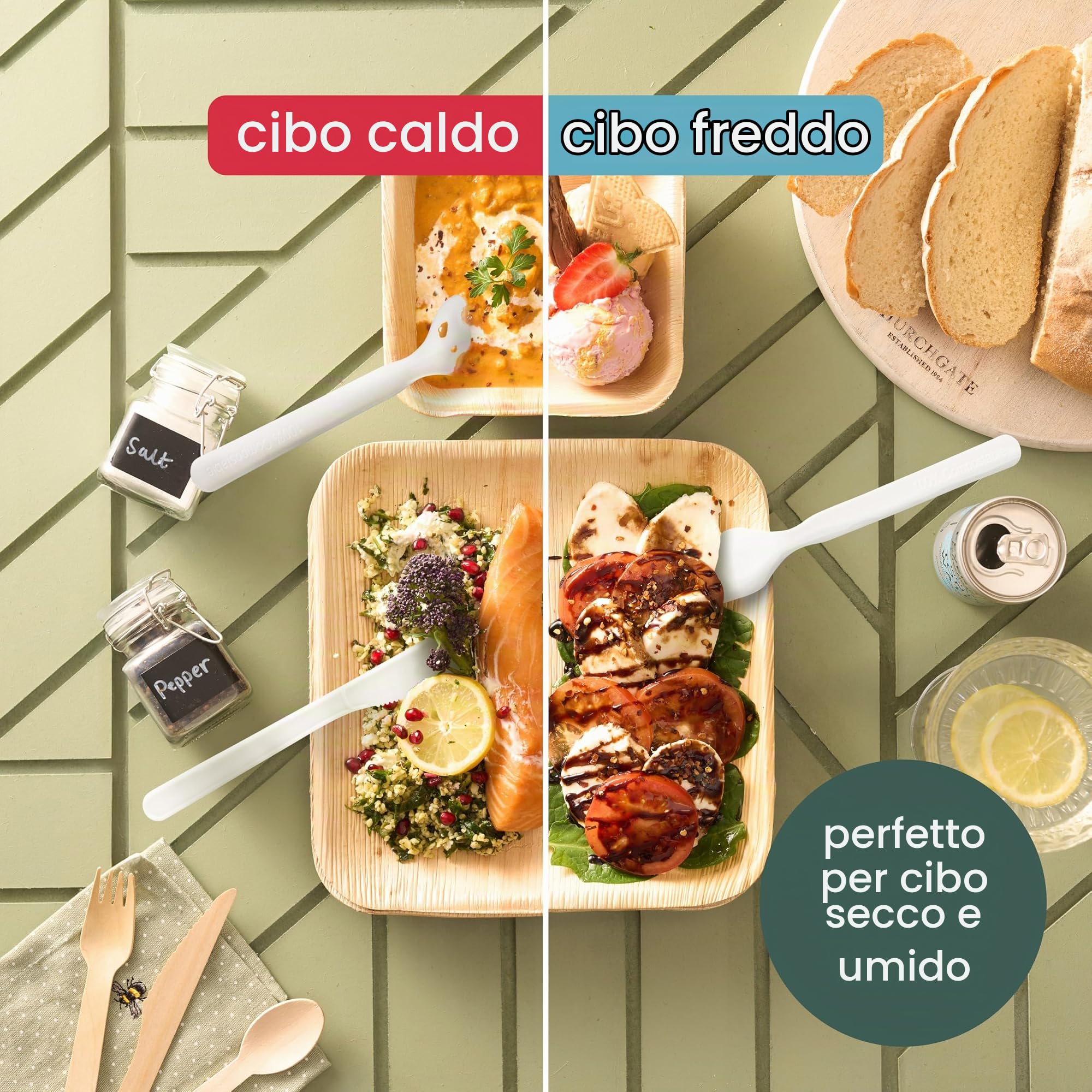 HAAGO - Set di posate da 360 pezzi - Posate resistenti riutilizzabili e lavabili in lavastoviglie per feste, matrimoni, eventi, per cibi caldi e freddi - Bianco