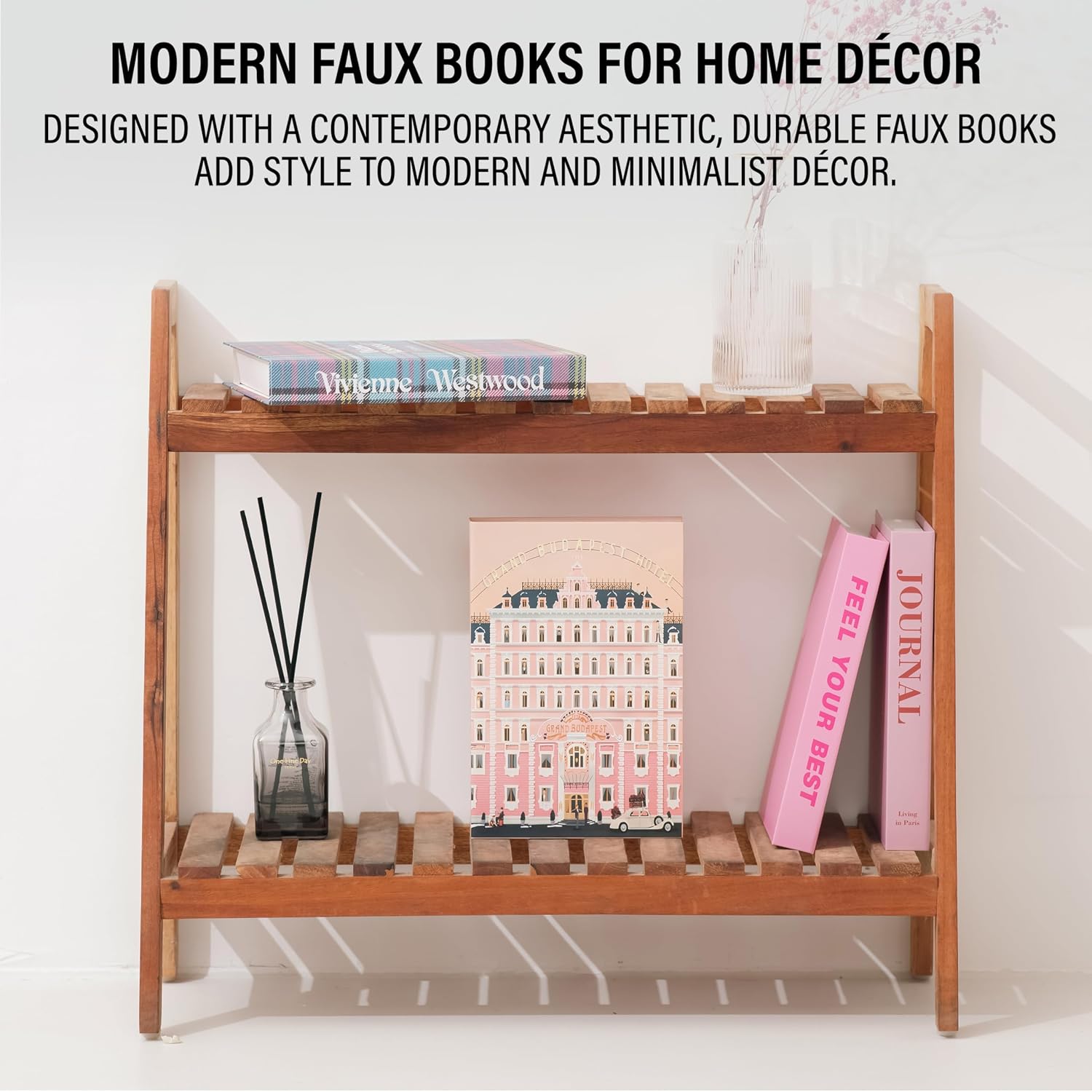 PROBENEX 4 Pcs Decorative Books | Faux Velvet Coffee Table & Shelf Decor | Rich Moody Look for Living Room, Office and Entryway - Not Real, Tool-Free 2-Min Setup