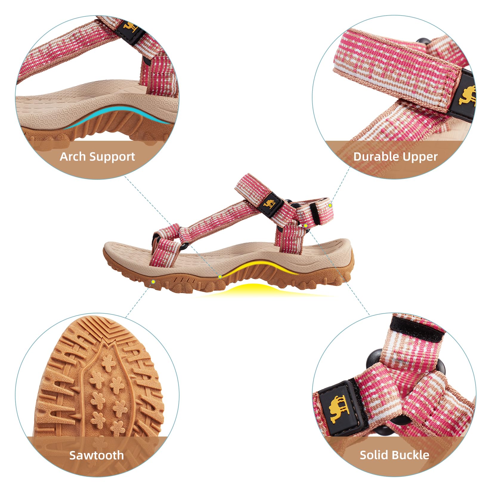 CAMEL CROWN Hiking Sport Sandals for Women Anti-skidding Water Sandals Comfortable Athletic Sandals for Outdoor Wading Beach