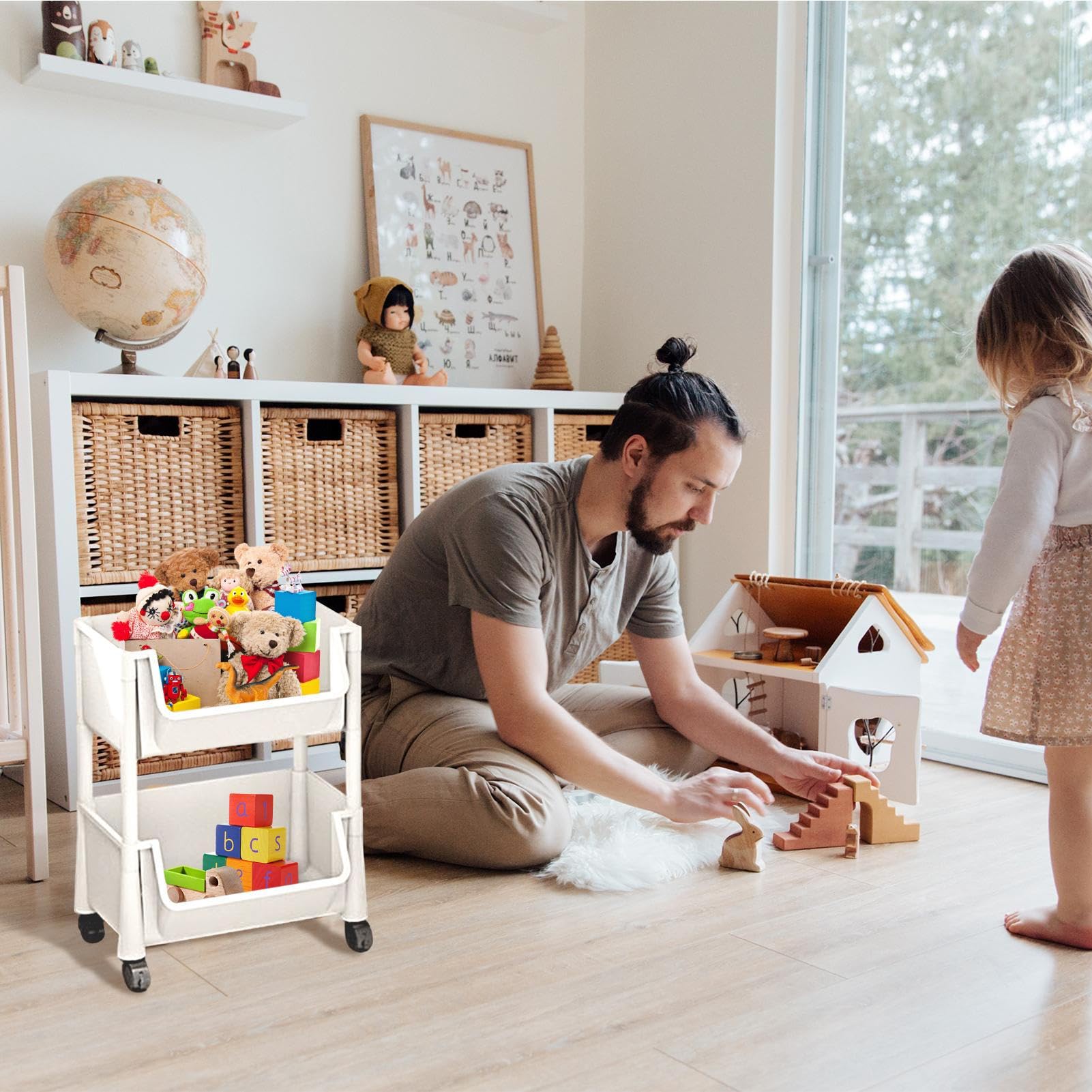 Genérico Rolling Trolley - Asientos en Varios Pisos | Organizador de Carro de ROP | Roll Carryys en Varios Niveles para Libros | Juguetes, papelería y bocadillos organizadores para pequeños