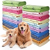 SENONAPO 30 Pack Microfiber Dog Towels 20x40 Inch - Quick Drying Absorbent Bath Towels for Dogs Cats All Sizes Colorful Grooming