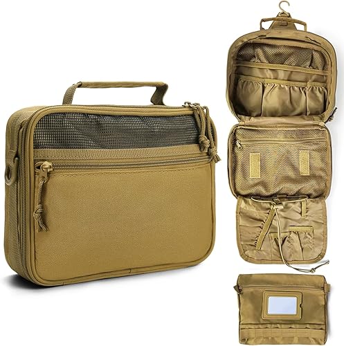 Vista 8 de SMONT Neceser táctico para hombre, 9.5 pulgadas, kit de Dopp colgante, bolsa de higiene de afeitado para viajes y baño