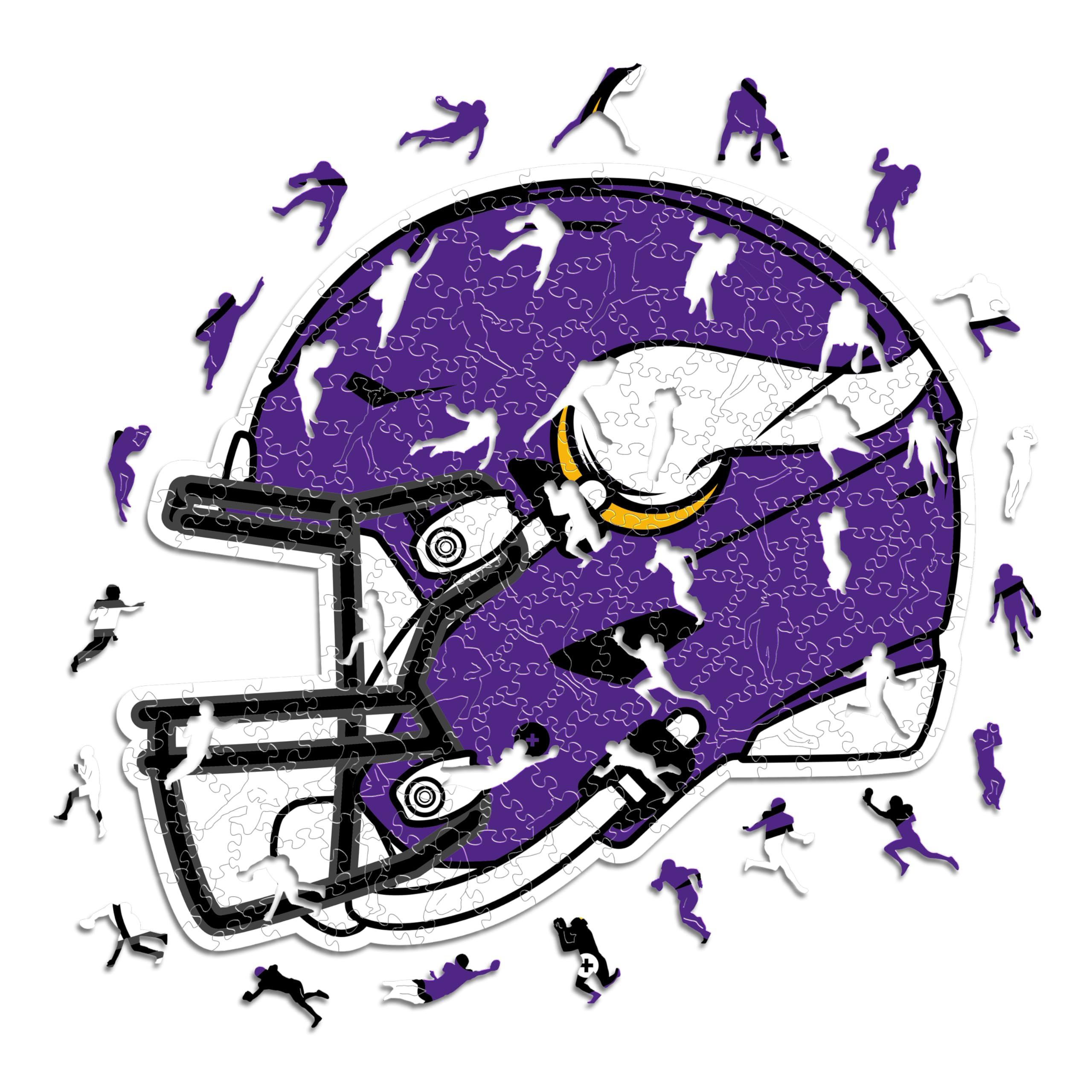 Iconic Puzzles, Minnesota Vikings Helmet, Wooden Puzzle officially licensed NFL, 100% sustainable