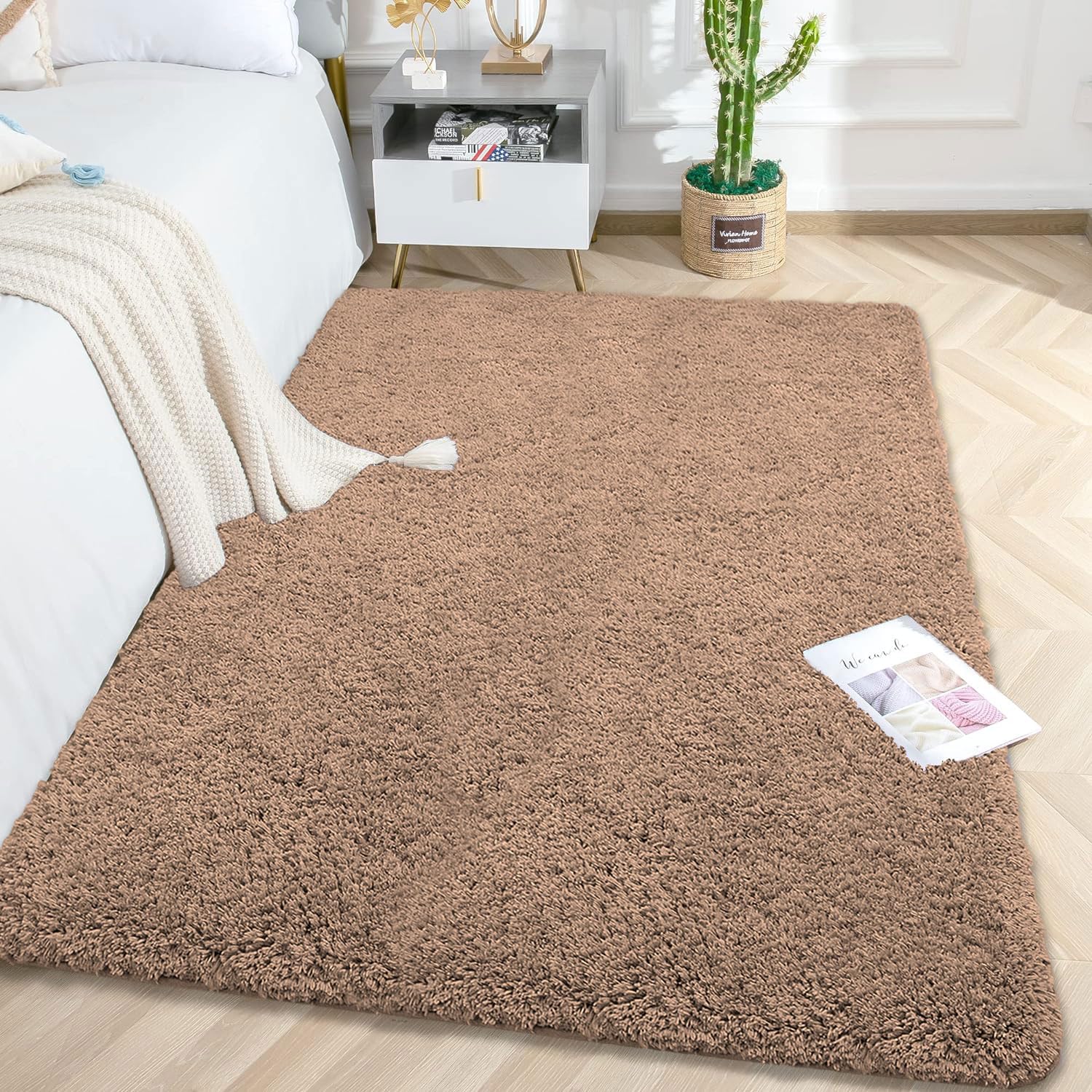 LUXE HOME INTERNATIONAL Carpet Super Soft Anti Slip Vegas Rectangular Rugs For Bedroom,Livingroom(Rust,4X6 Feet)