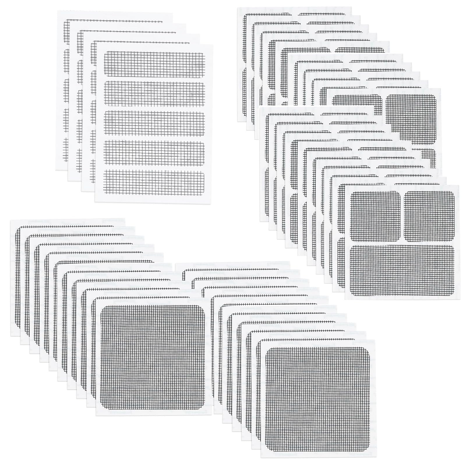 Eowppue 44 Pcs Window & Door Screen Repair Tape - Self-Adhesive Patches, Anti-Insect & Mosquito Mesh Fix Kit - 3 Distinct Styles for Various Repairs
