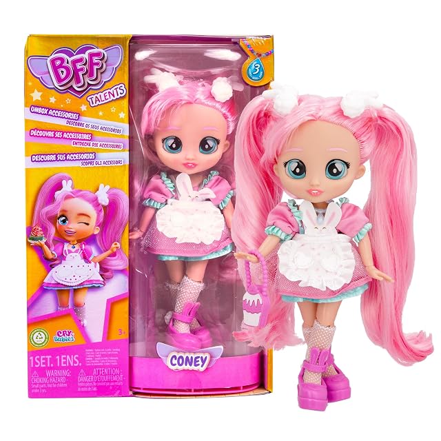 BFF BY BEBÉS LLORONES Coney - Coleccionable Muñeca de Moda con Pelo Largo, Ropa de Tela y 9 Accesorios…
