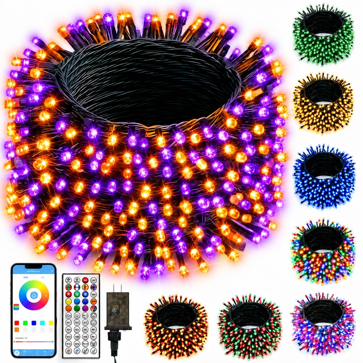 RUMCU LIFE 100ft Smart Christmas Color Changing String Lights, App & Remote | App & Remote, RGB Fairy Lights, Outdoor String Twinkle Lights, Timer & Music Sync, for Christmaas Tree Halloween Xmas Decor