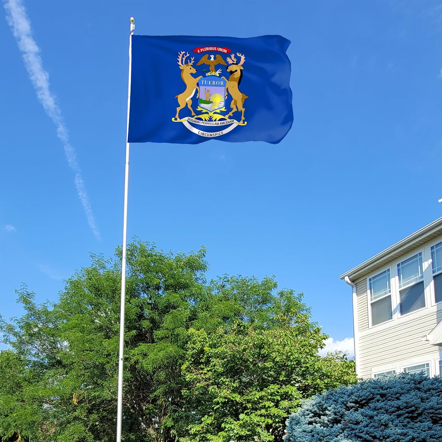 Michigan Flag 3x5 Ft Outdoor, Heavy Duty 3 Ply Polyster Michigan State Flags, Double Sided Vibrant Color MI State Flag Double Stitched Brass Grommets