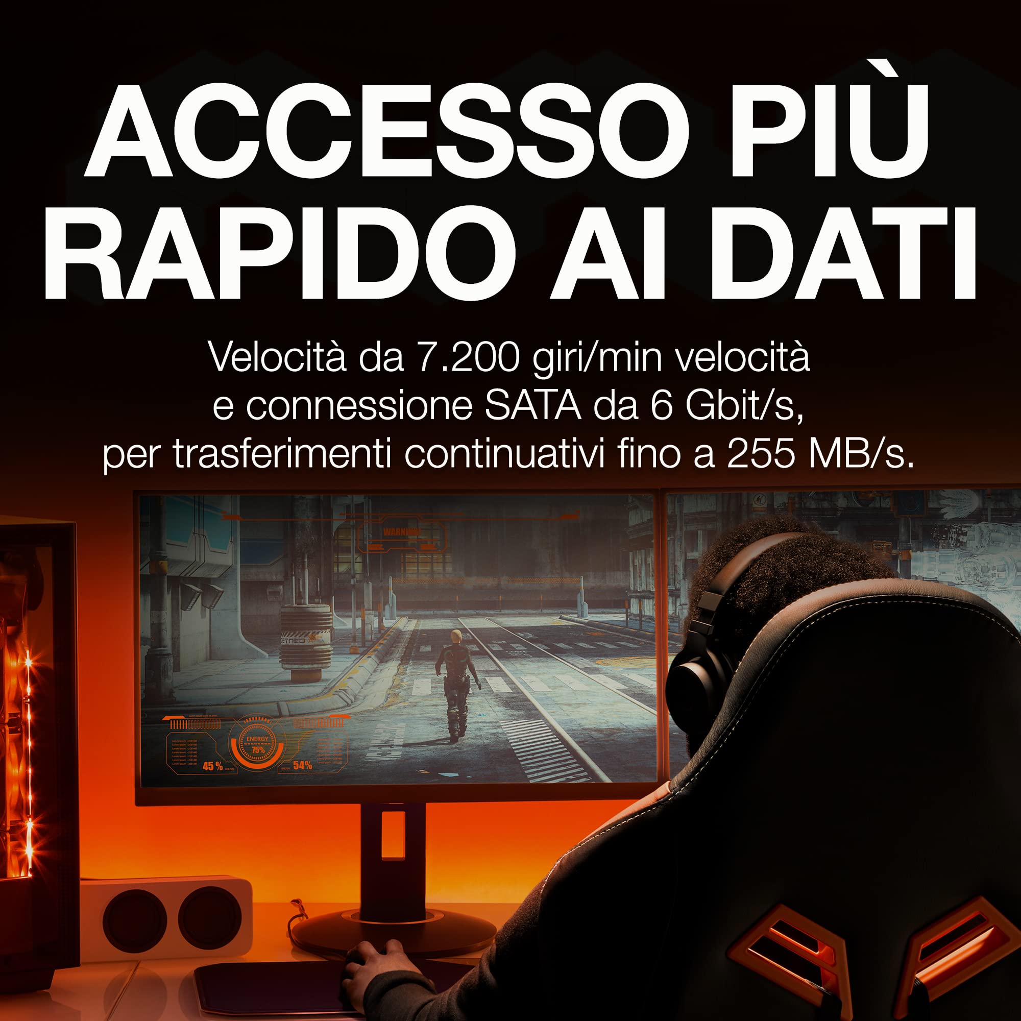 Seagate FireCuda HDD 8TB, Unità disco interna, 3,5", CMR SATA 6Gb/s 7200 RPM 256 MB cache 300TB/anni, Data Rescue Service (ST8000DXZ01)