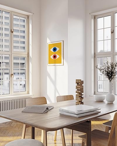 Vista 440 de HAUS AND HUES Evil Eye Decor - Navy Blue Wall Art, Evil Eye Wall Decor, Mykonos Artwork, Evil Eyes Print, Big Eyes Painting Print, Evil Eye Poster