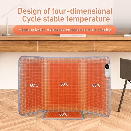 Miniatura 2 de Calentador de espacio portátil para oficina y hogar, seguro para piernas, tobillos, plegable, silencioso y eficiente de energía con termostato y