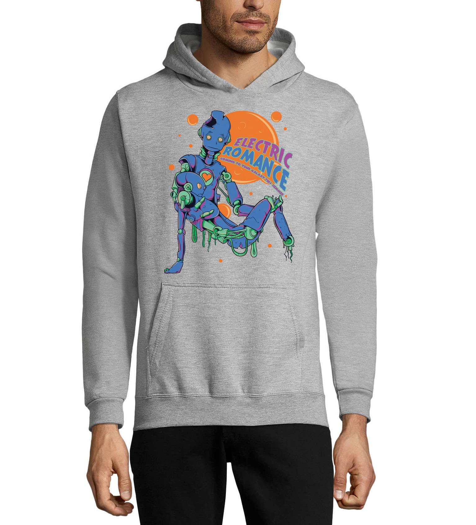 Electric Romance Coming To Your Galaxy This Summer Unisex Bluza z kapturem z mieszanki bawełny szara